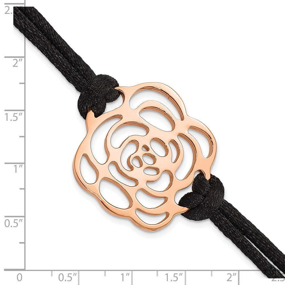 7.5 Inch Stainless Steel Polished Pink Ip-Plated Flower W/ .5In Ext Bracelet