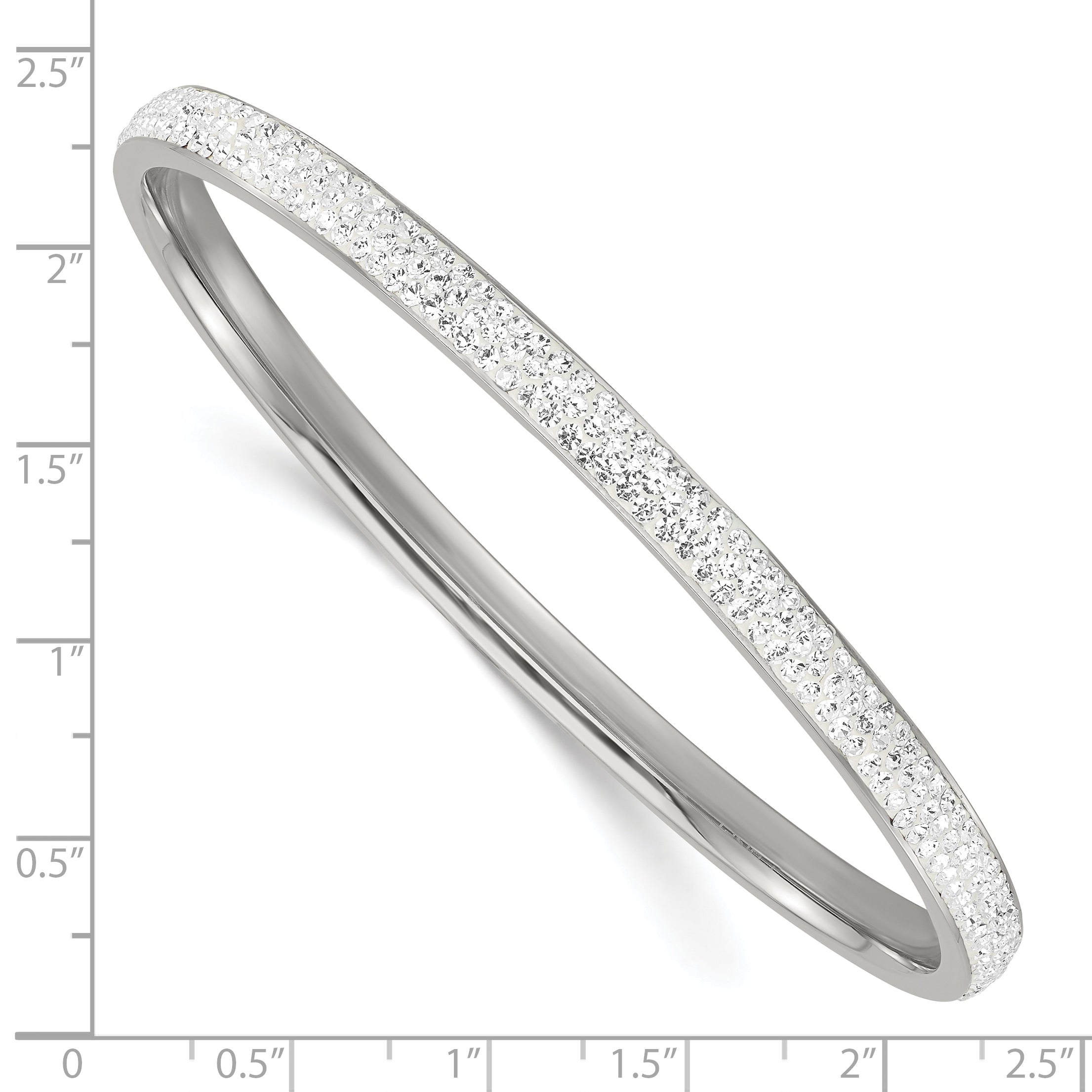 Stainless Steel Polished Crystal Round Slip-On Bangle