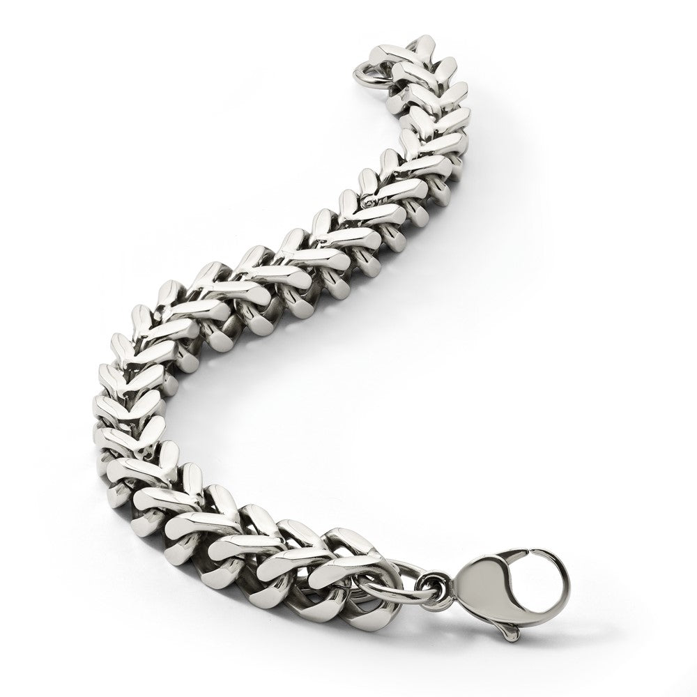 Stainless Steel Chisel Polished 9.5 Inch Heavy Wheat Bracelet