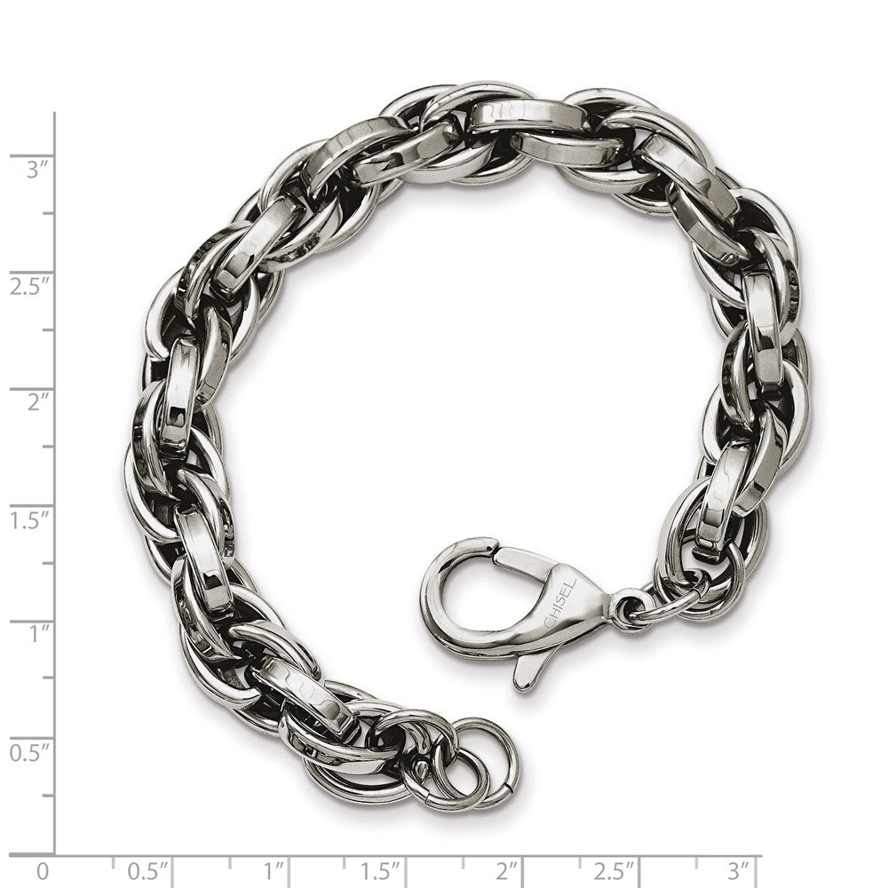 Stainless Steel Chisel Polished 8.5 Inch Oval Link Bracelet