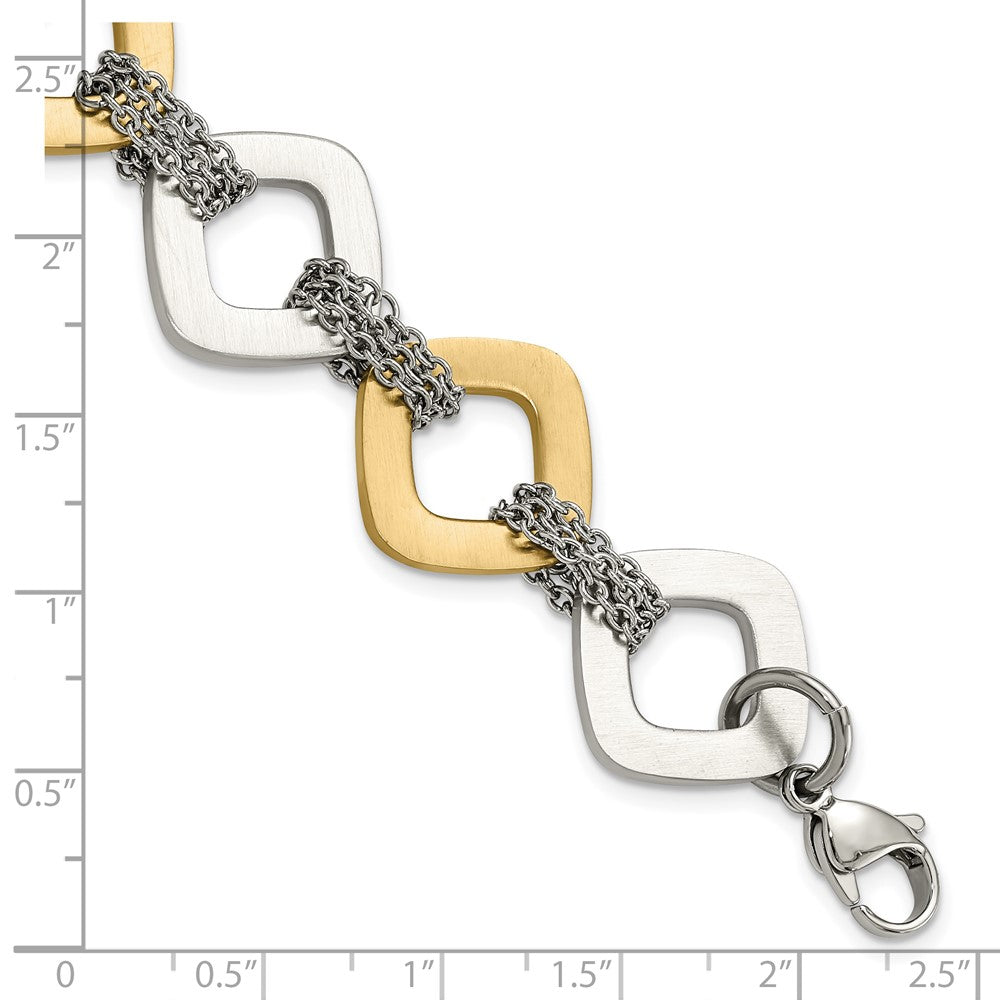 7.5 Inch Stainless Steel Yellow Ip Plated Brushed Link Bracelet
