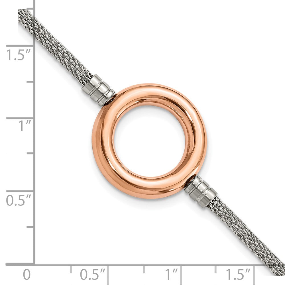 9.25 Inch Stainless Steel Pink Pvd-Plated Circle Mesh W/1.5In Ext Bracelet