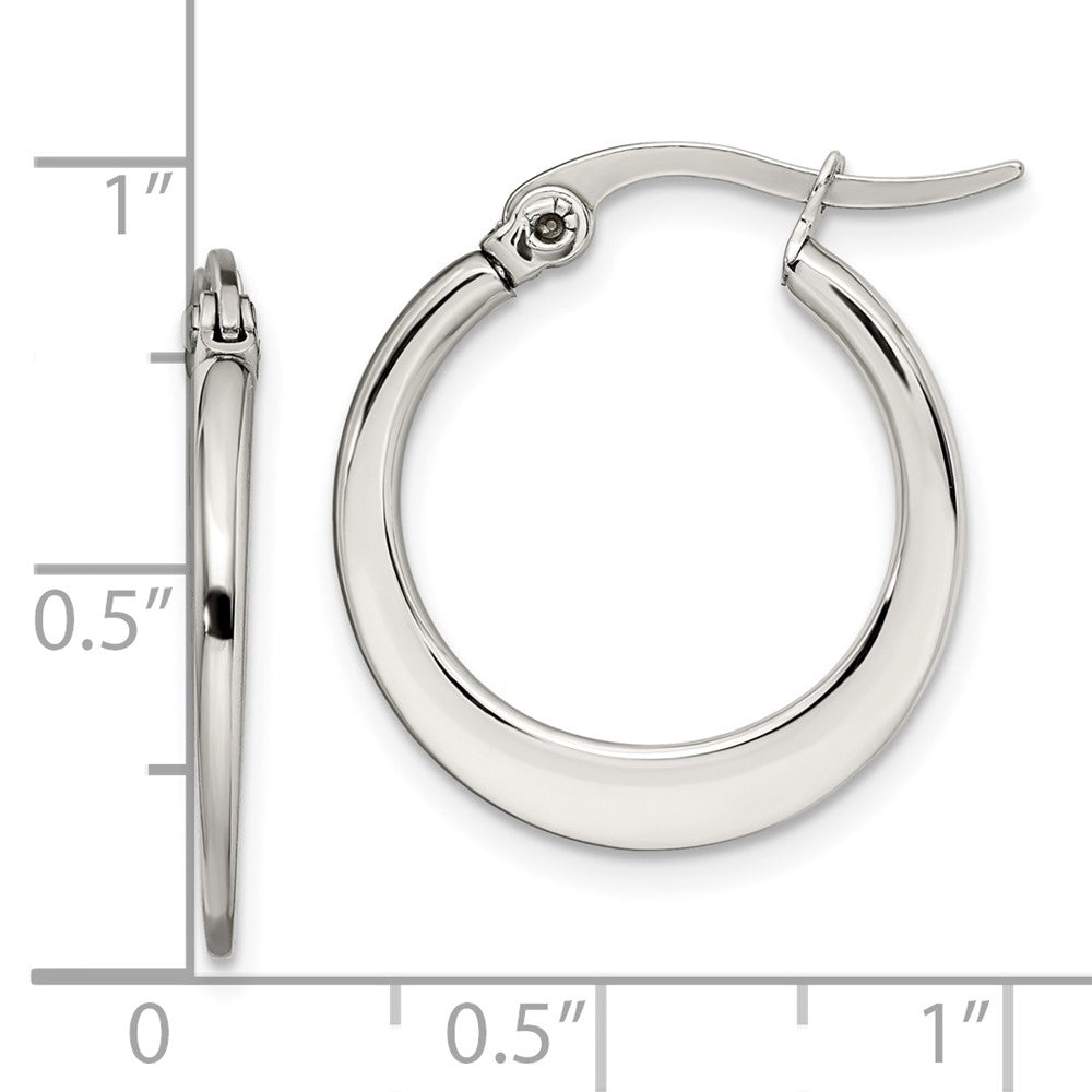 Stainless Steel Chisel Polished 19mm Diameter Hoop Earrings