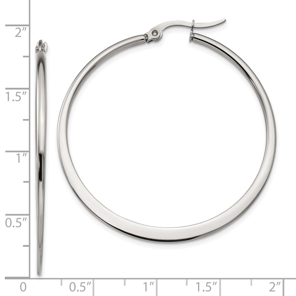 Stainless Steel Chisel Polished 43mm Diameter Hoop Earrings
