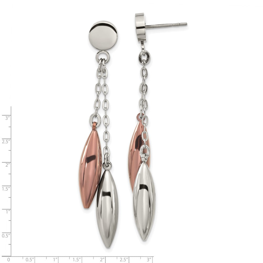 Stainless Steel Brown Ip-Plated Dangle Post Earrings