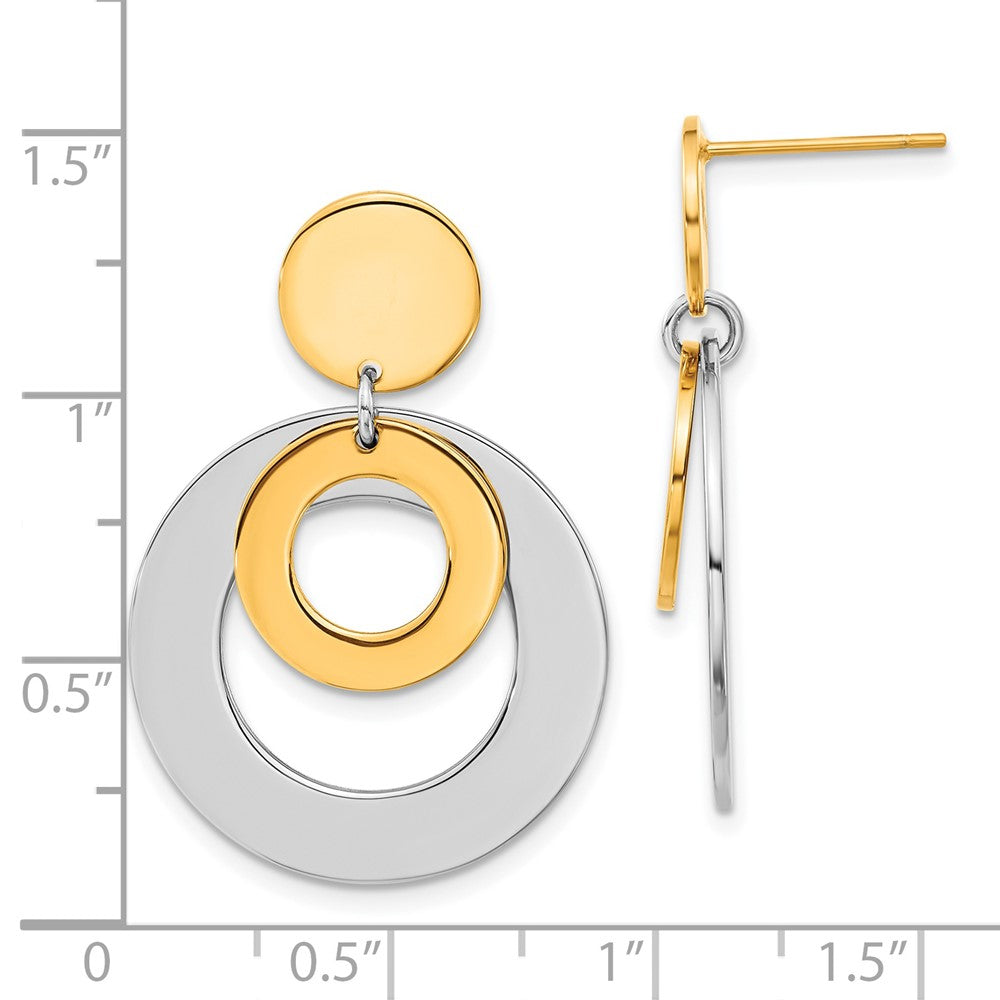 Stainless Steel Yellow Ip-Plated Circle Post Dangle Earrings
