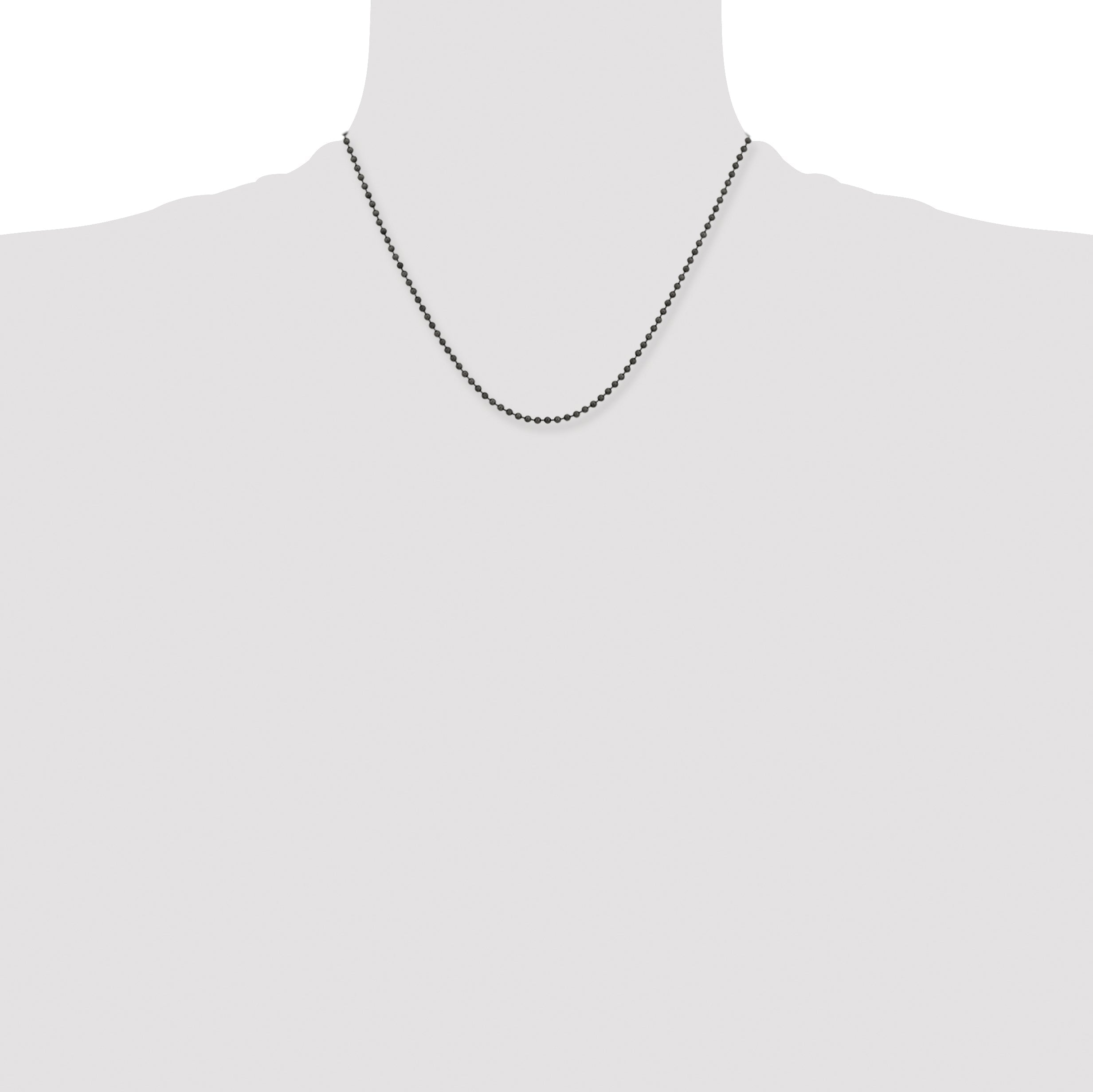 Stainless Steel Chisel Antiqued 2.4mm 18 Inch Beaded Ball Chain Necklace