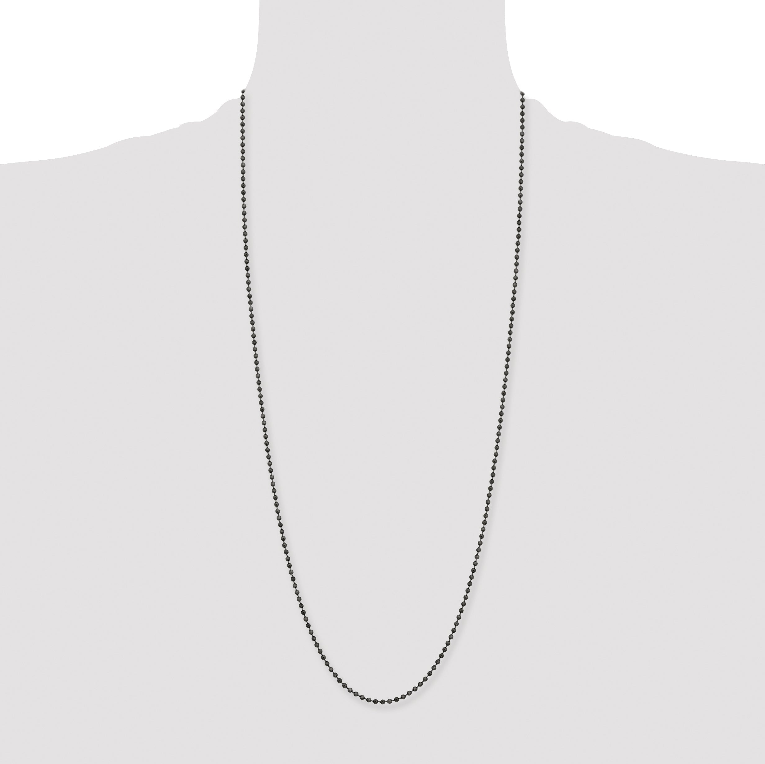 Stainless Steel Chisel Antiqued 2.4mm 30 Inch Beaded Ball Chain Necklace