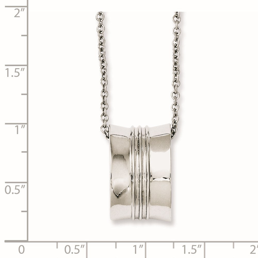 Stainless Steel Polished Geometrical Pendant 18In Necklace