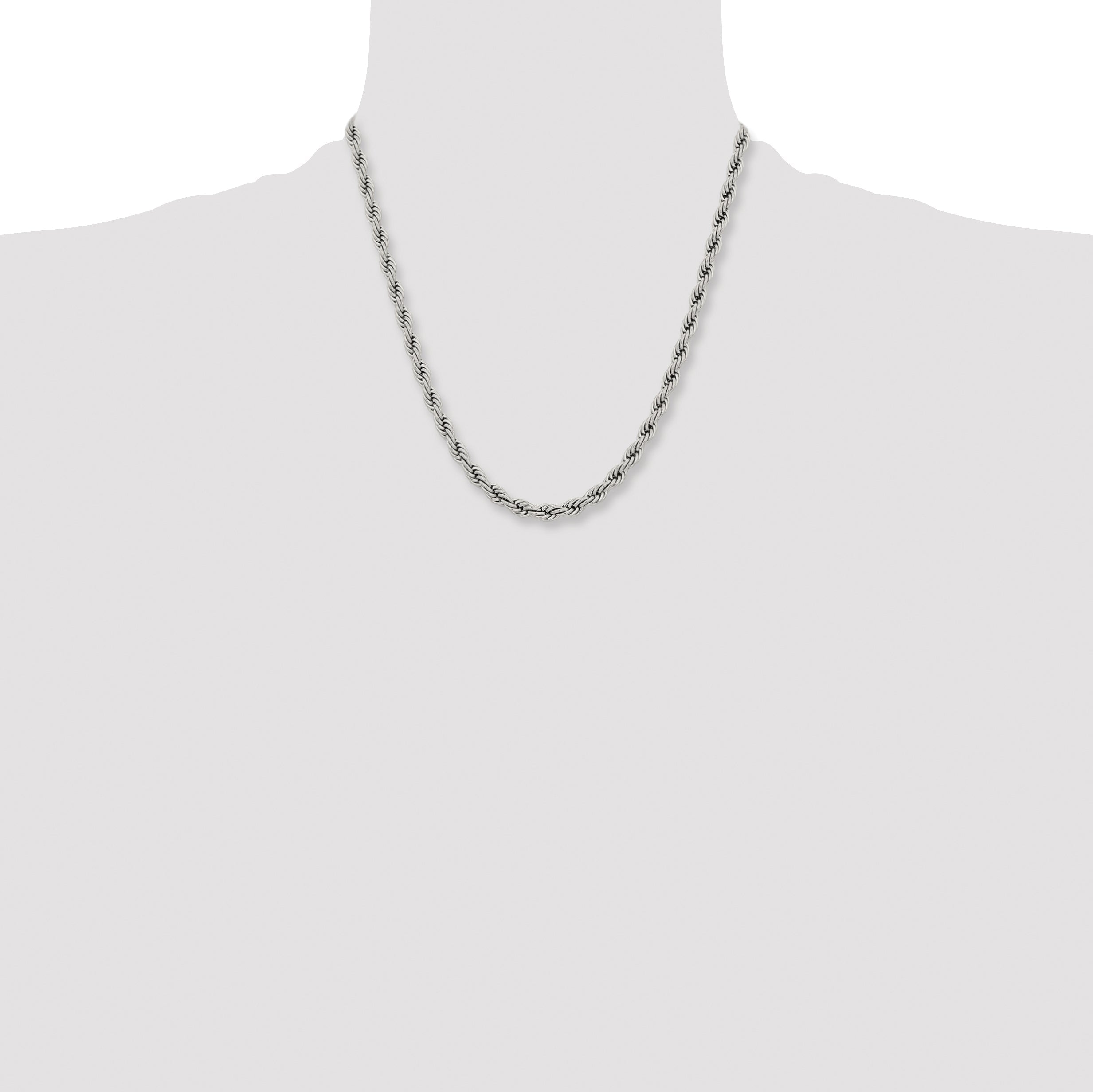 30 Inch Chisel Stainless Steel Polished 6mm 20 Rope Chain Necklace