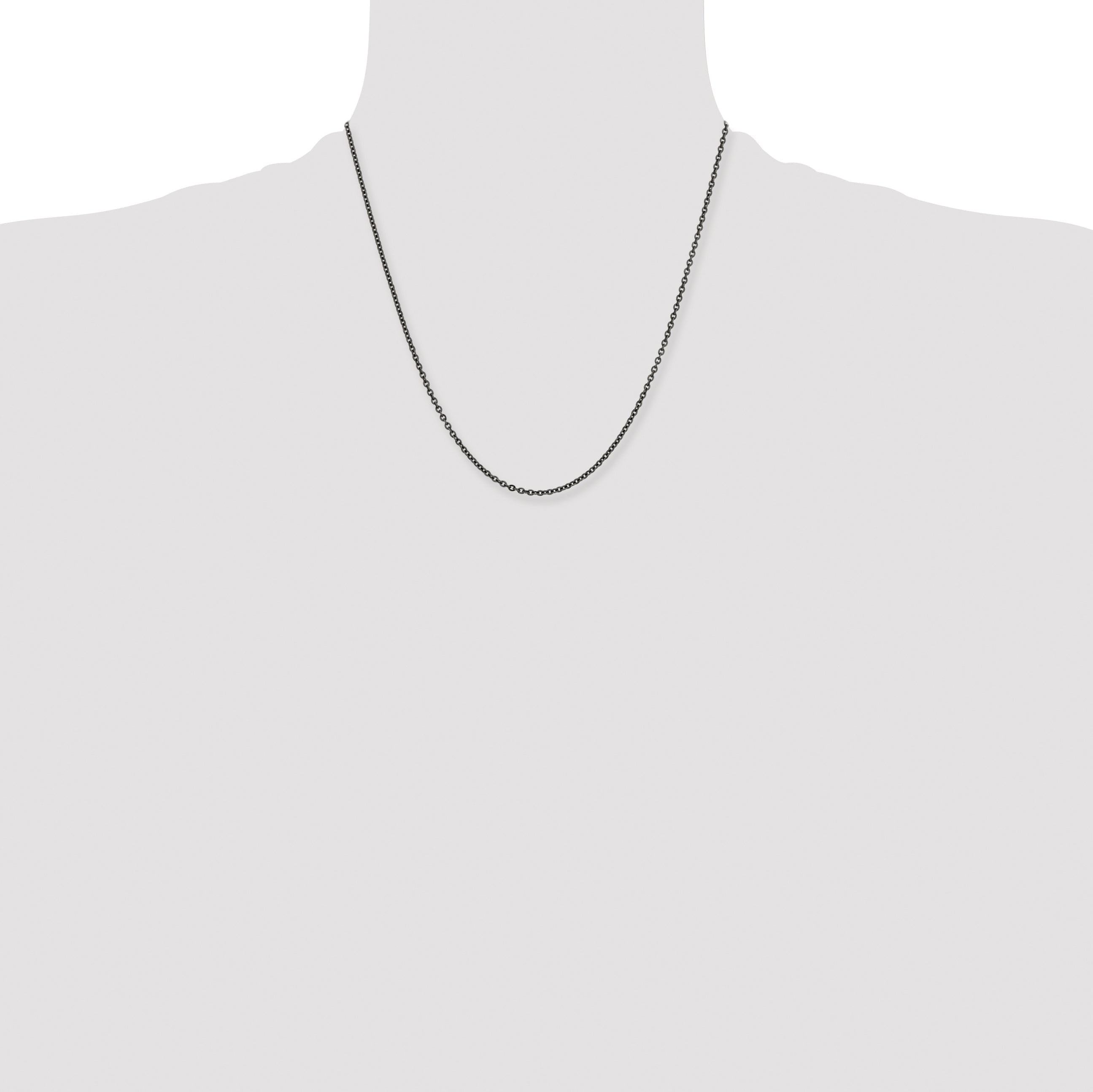 Stainless Steel Chisel Oxidized 20 Inch Cable Chain Necklace