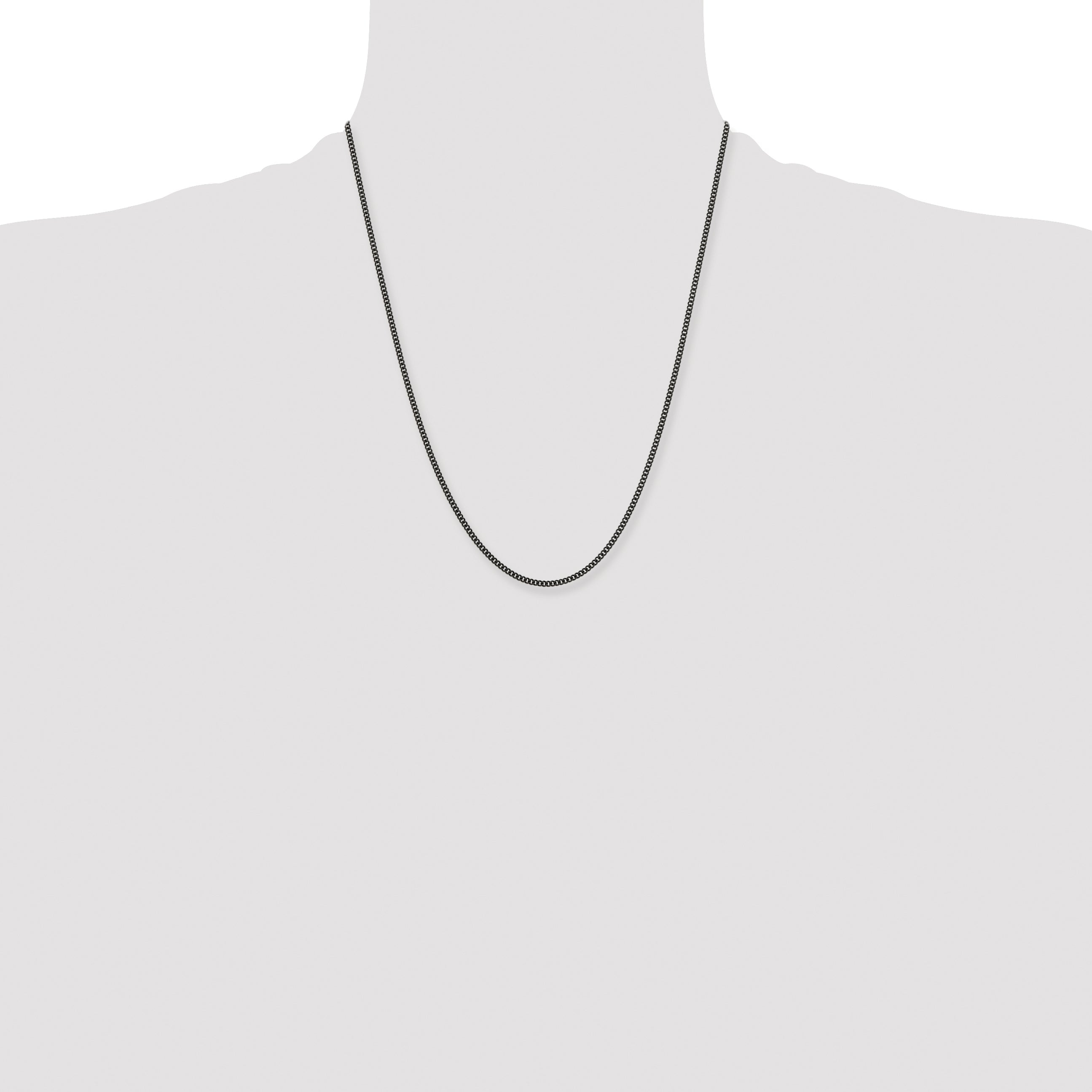 Stainless Steel Chisel Polished Black Ip-Plated 2.25mm 22 Inch Round Curb Chain Necklace