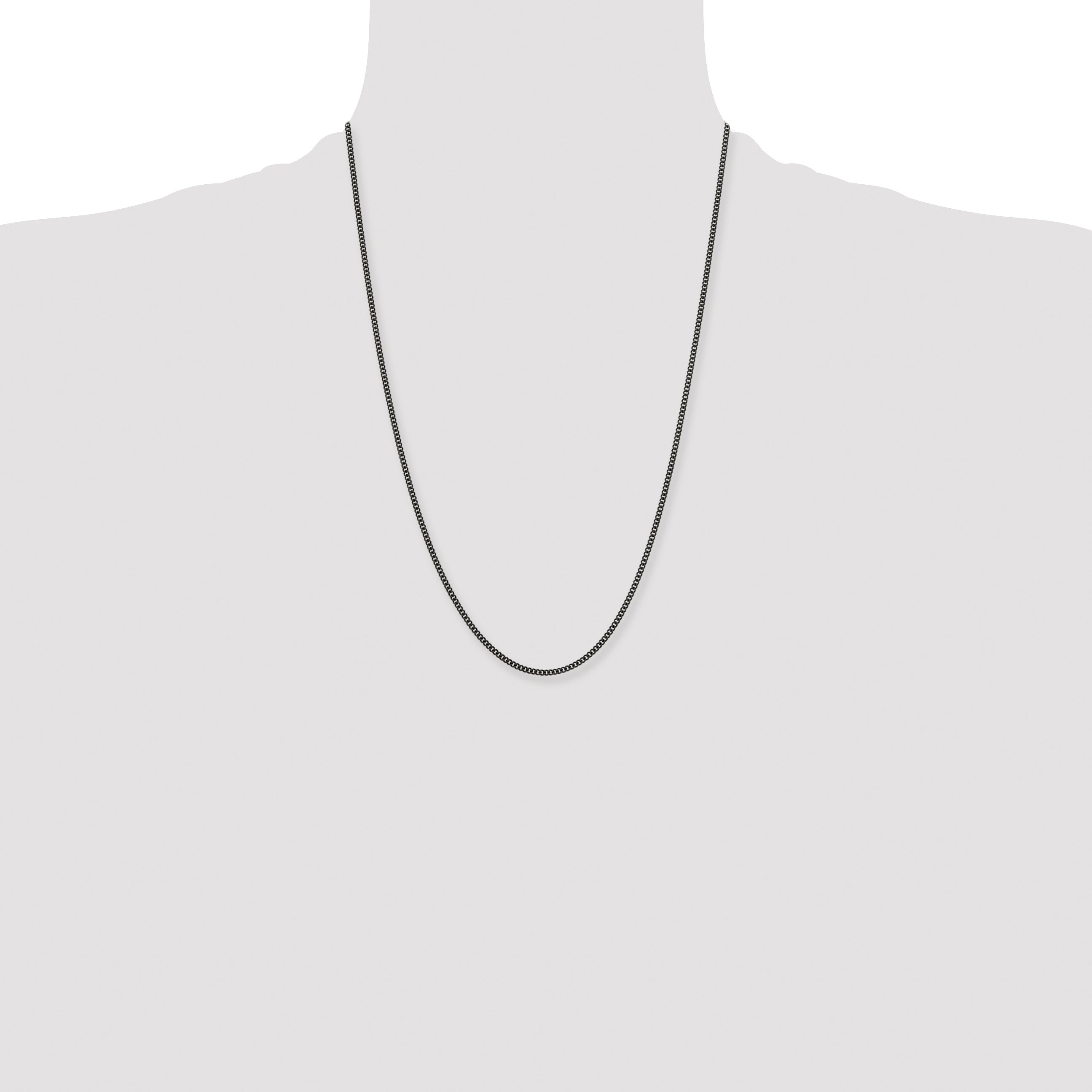 Stainless Steel Chisel Polished Black Ip-Plated 2.25mm 24 Inch Round Curb Chain Necklace