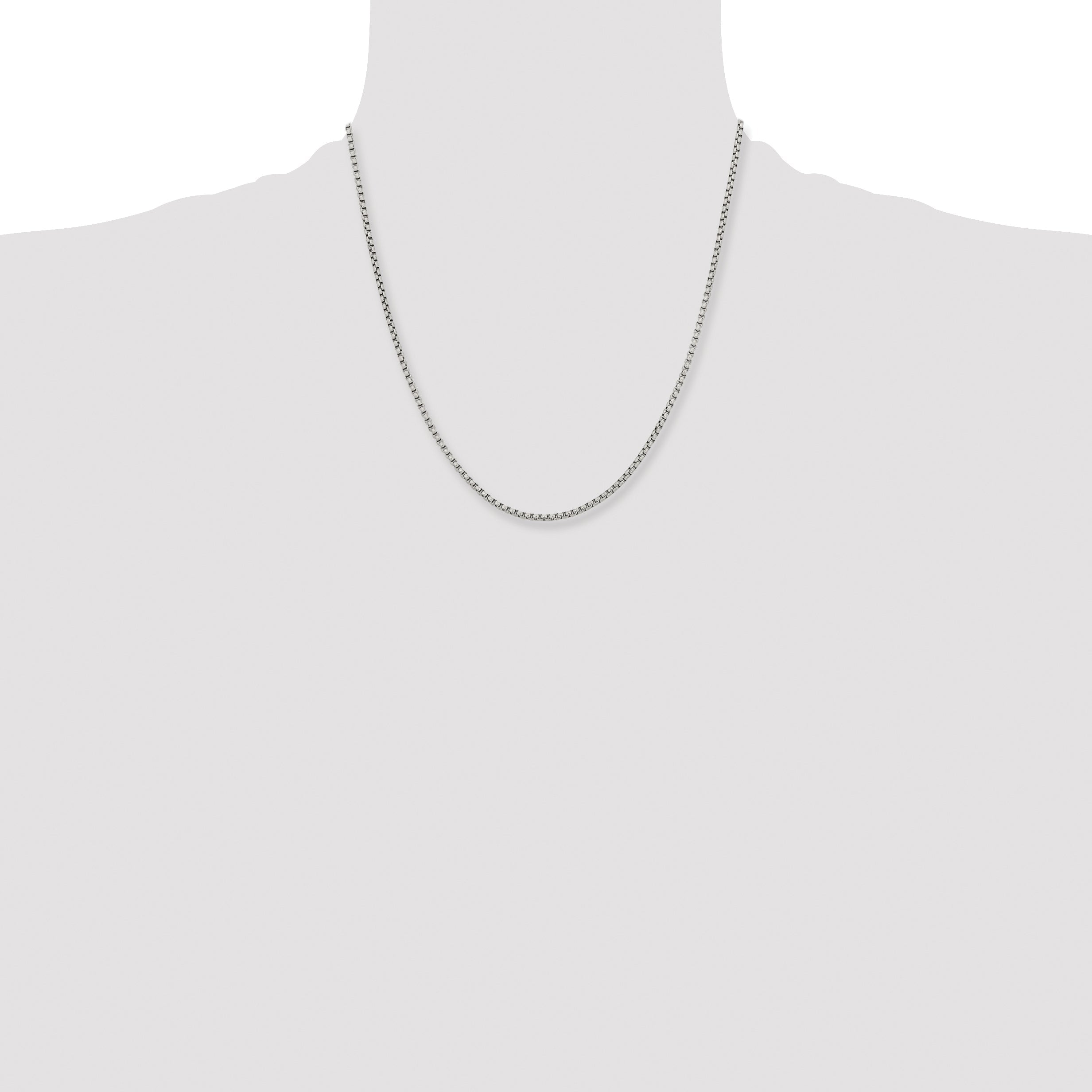 Stainless Steel Chisel Polished 2.5mm 20 Inch Fancy Box Chain Necklace