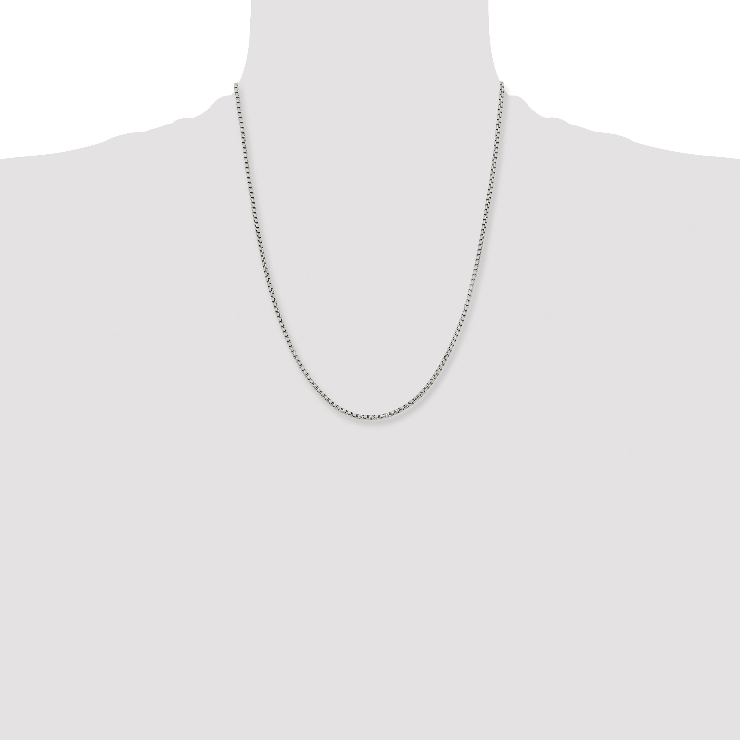 Stainless Steel Chisel Polished 2.5mm 22 Inch Fancy Box Chain Necklace