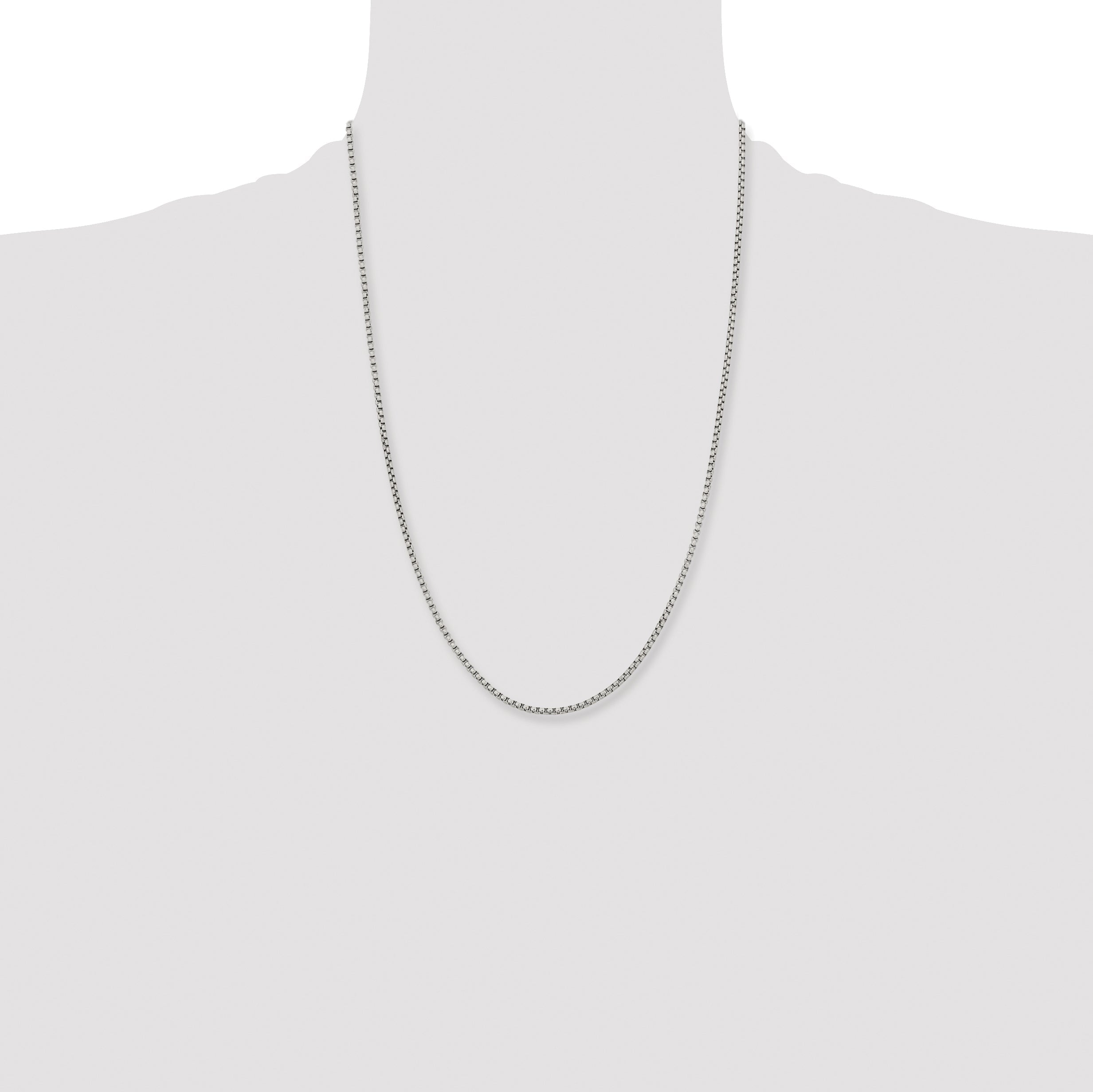 Stainless Steel Chisel Polished 2.5mm 24 Inch Fancy Box Chain Necklace