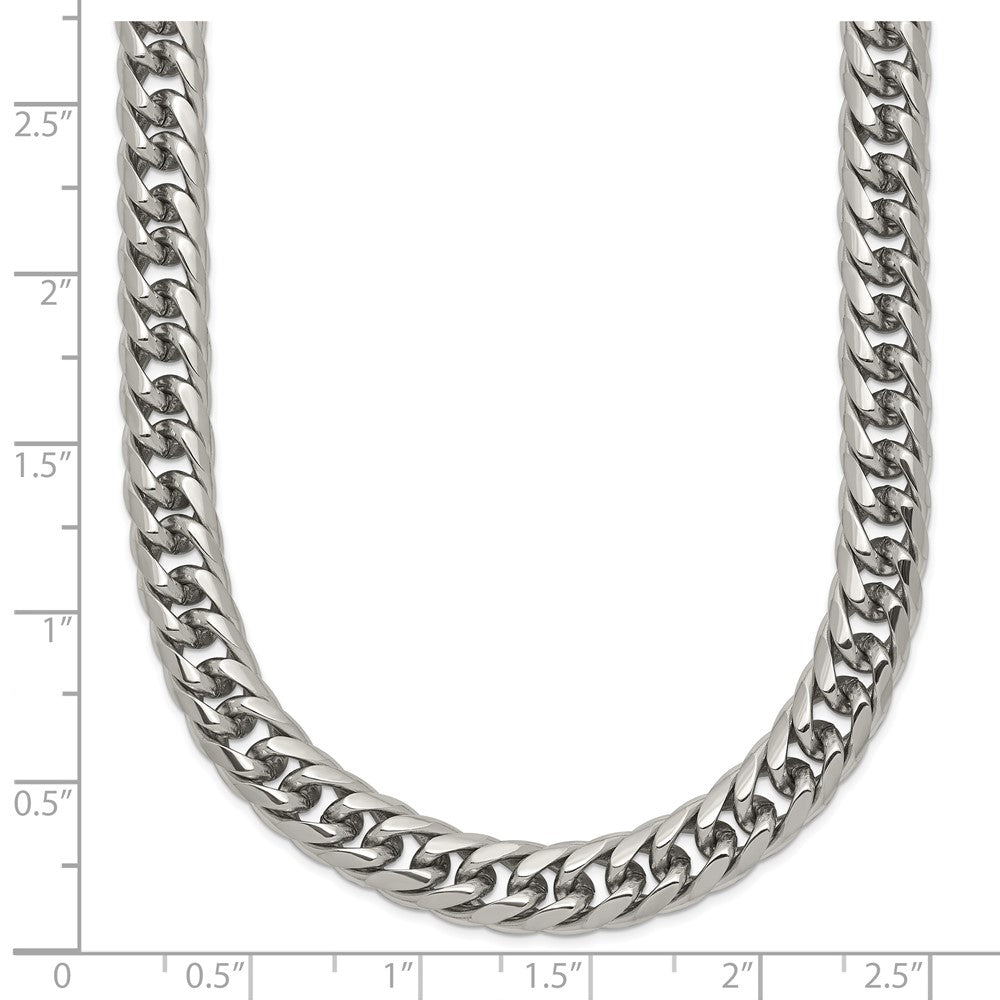 Stainless Steel Chisel Polished 24 Inch Double Curb Chain Necklace