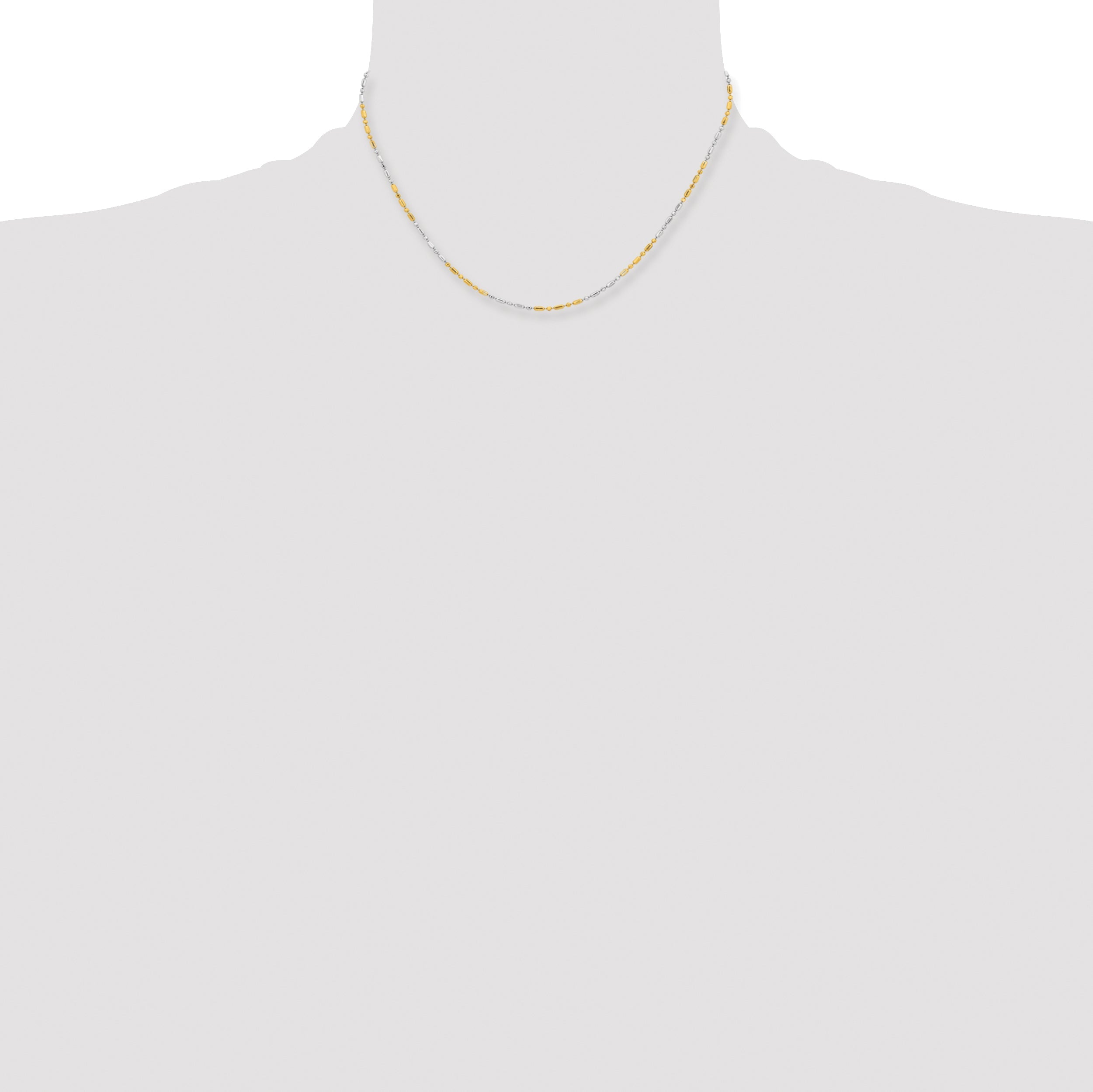 Brass/White Chisel Two-Tone Brass 1.2mm 16 Inch Fancy Chain Necklace