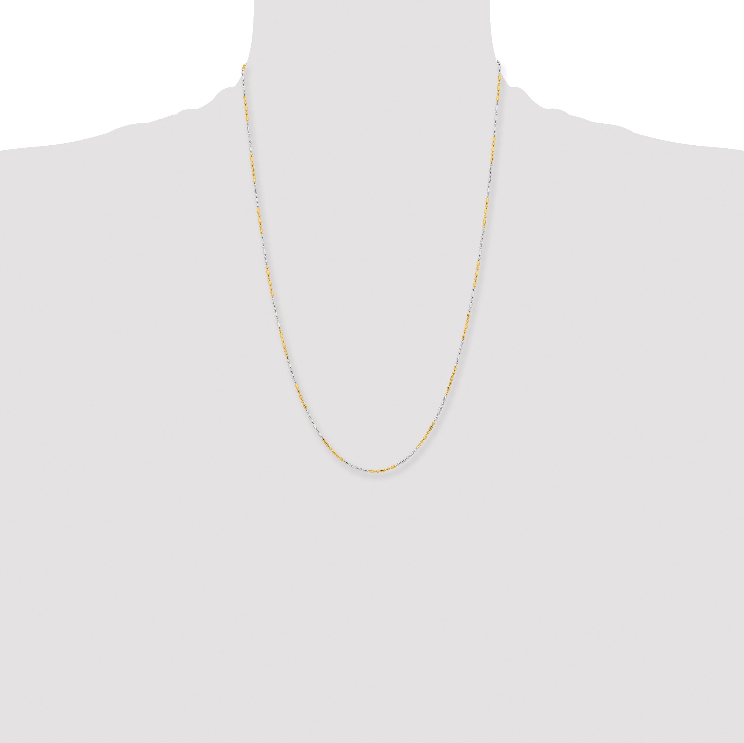 Brass/White Chisel Two-Tone Brass 1.2mm 24 Inch Fancy Chain Necklace
