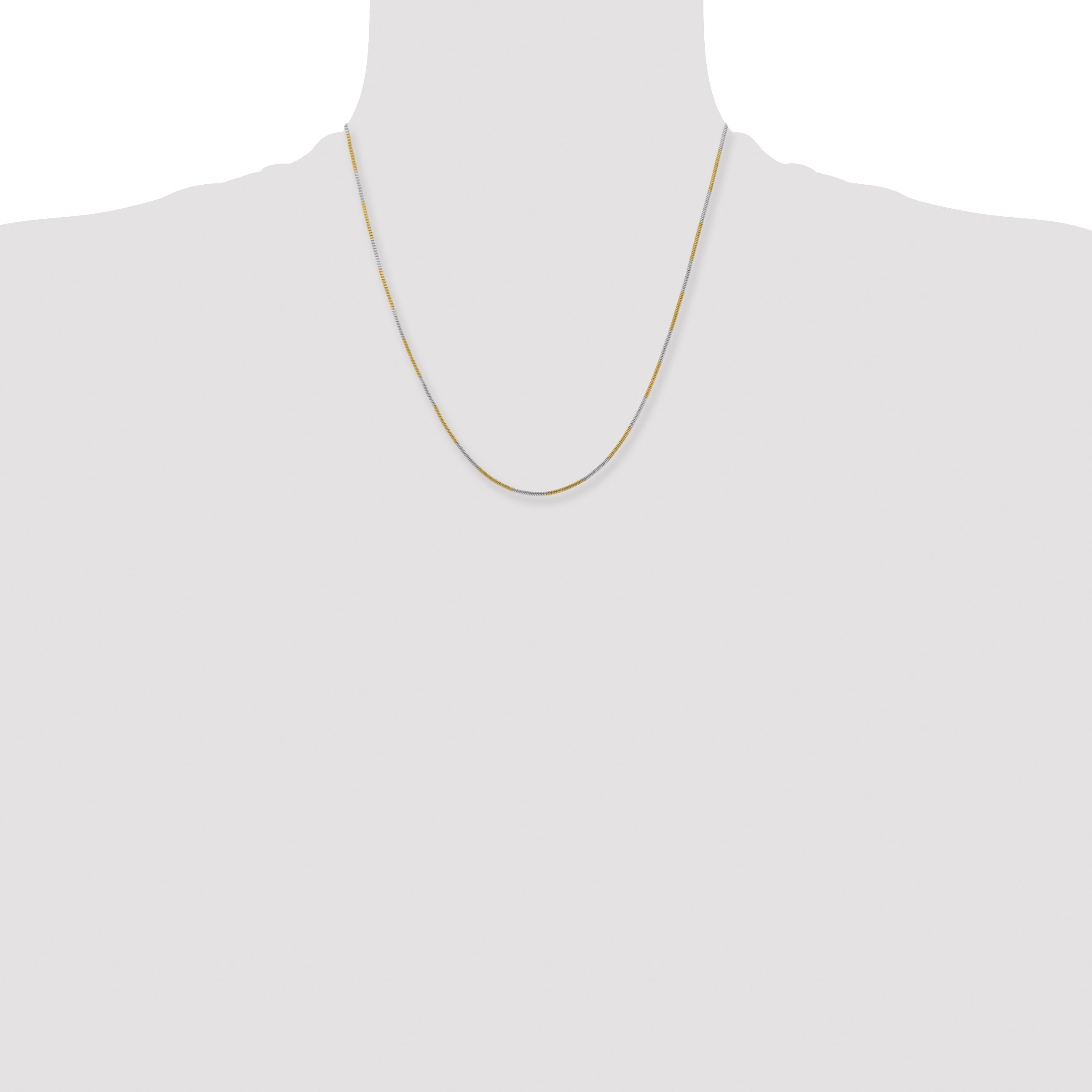 Brass/White Chisel Two-Tone Brass 1.00mm 20 Inch Snake Chain Necklace