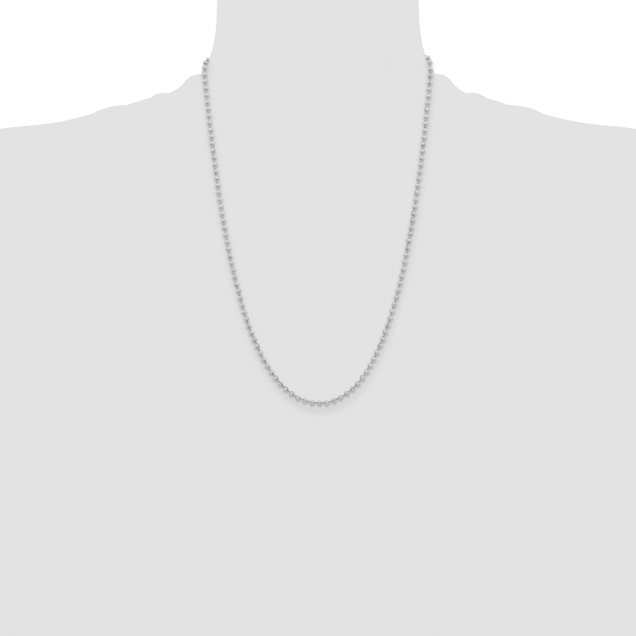 Stainless Steel Chisel Polished 3mm 24 Inch Ball Chain Necklace