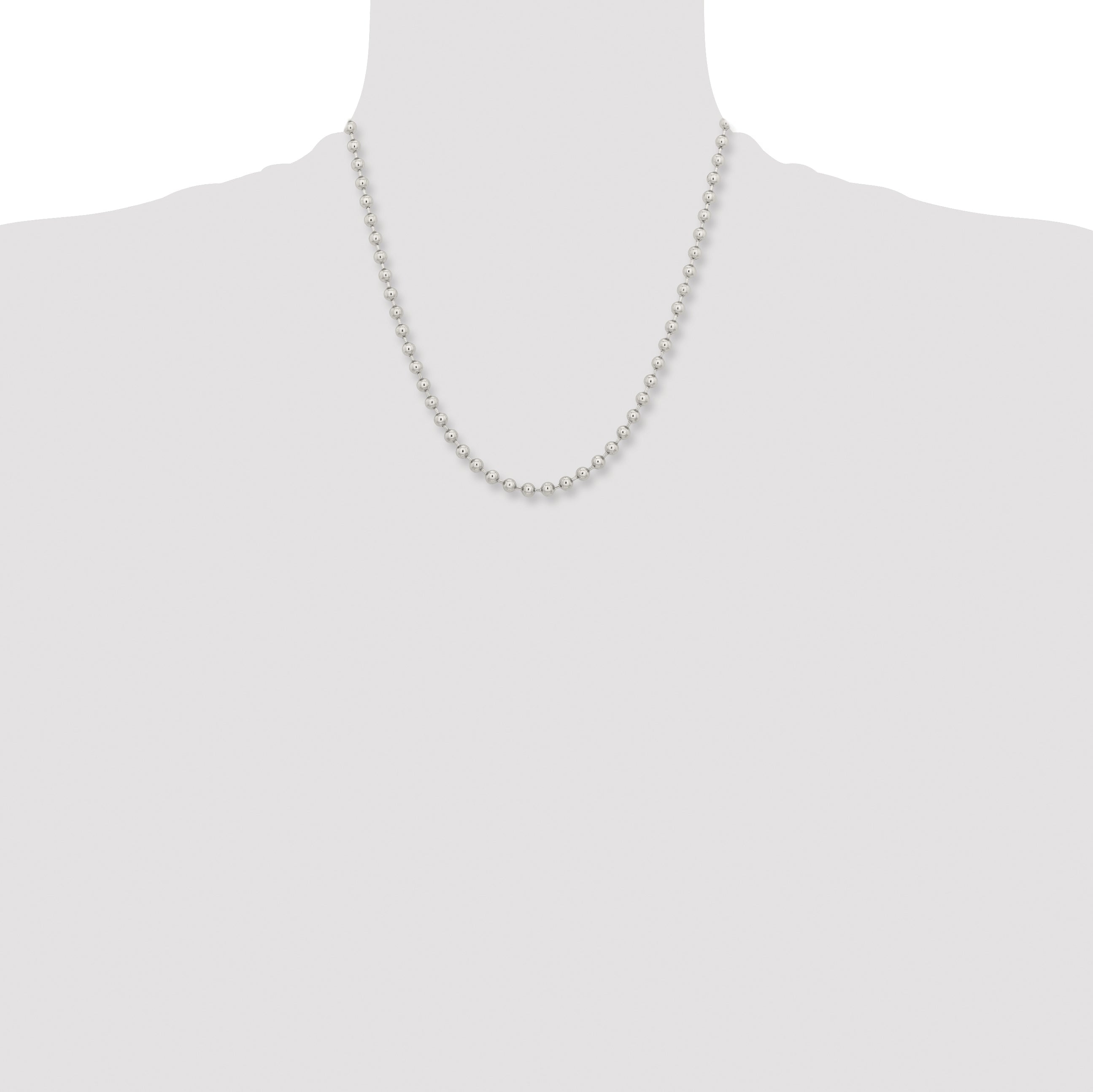 Stainless Steel Chisel Polished 5mm 20 Inch Ball Chain Necklace