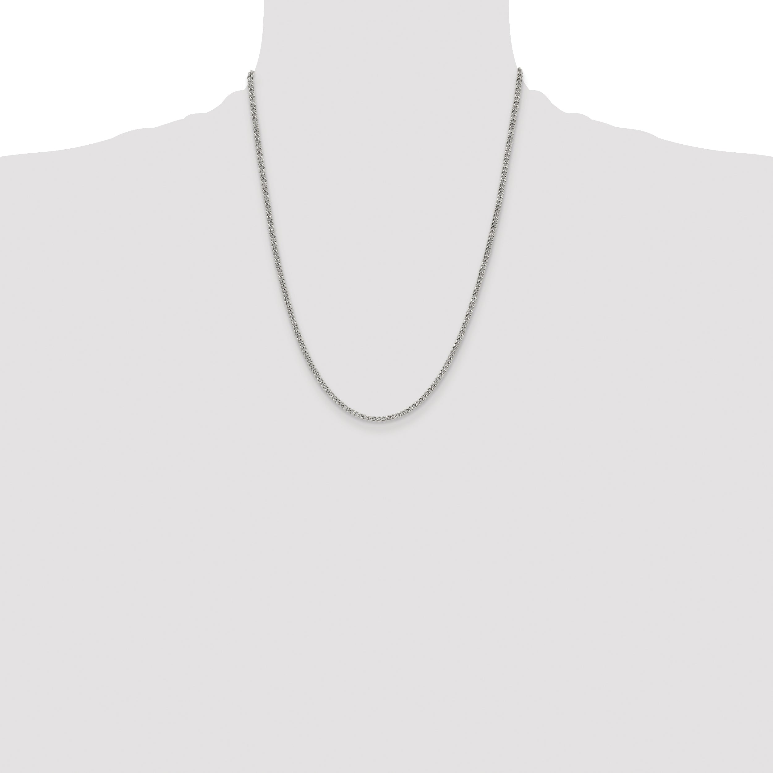 Stainless Steel Chisel Polished 3mm 22 Inch Curb Chain Necklace