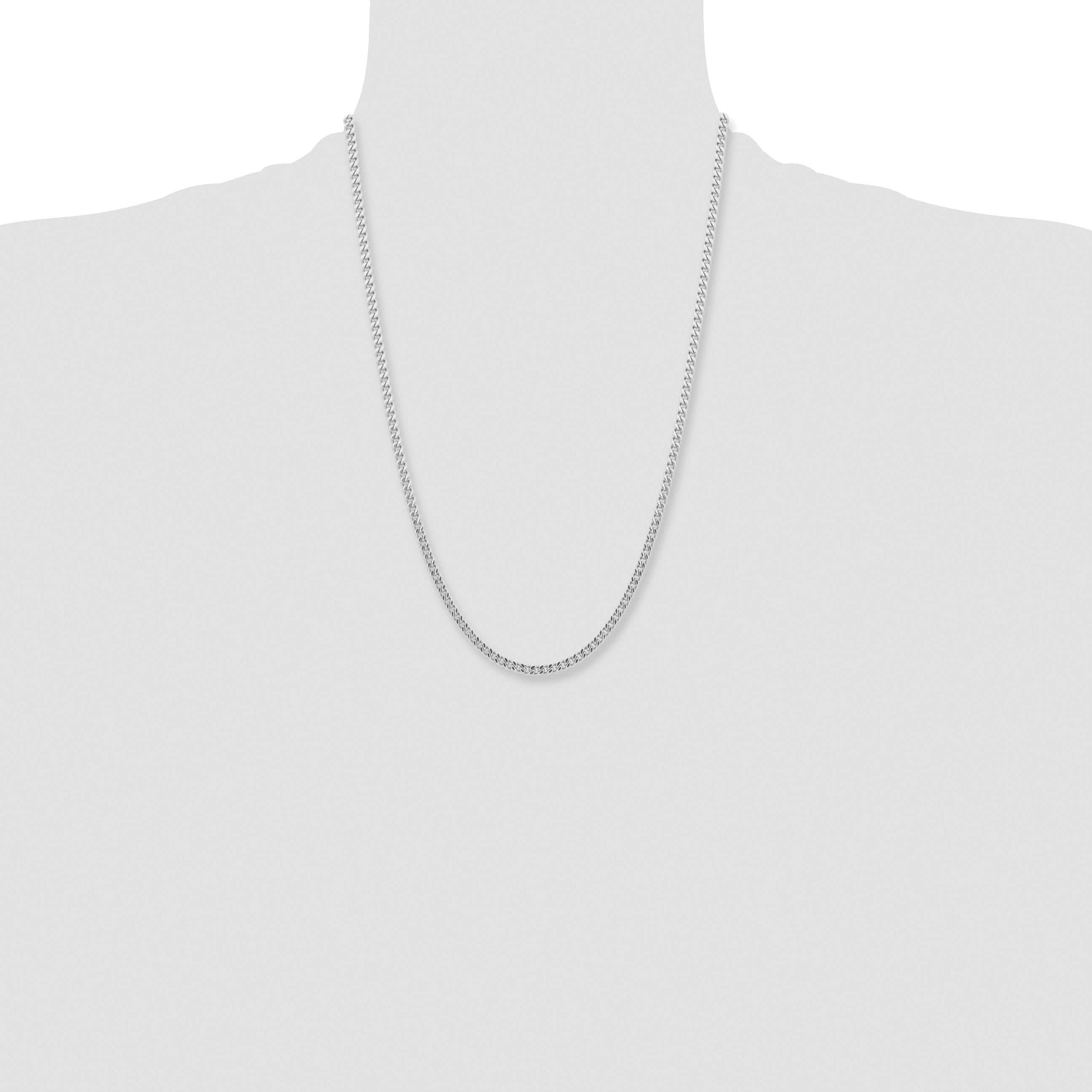 Stainless Steel Chisel Polished 4mm 24 Inch Curb Chain Necklace