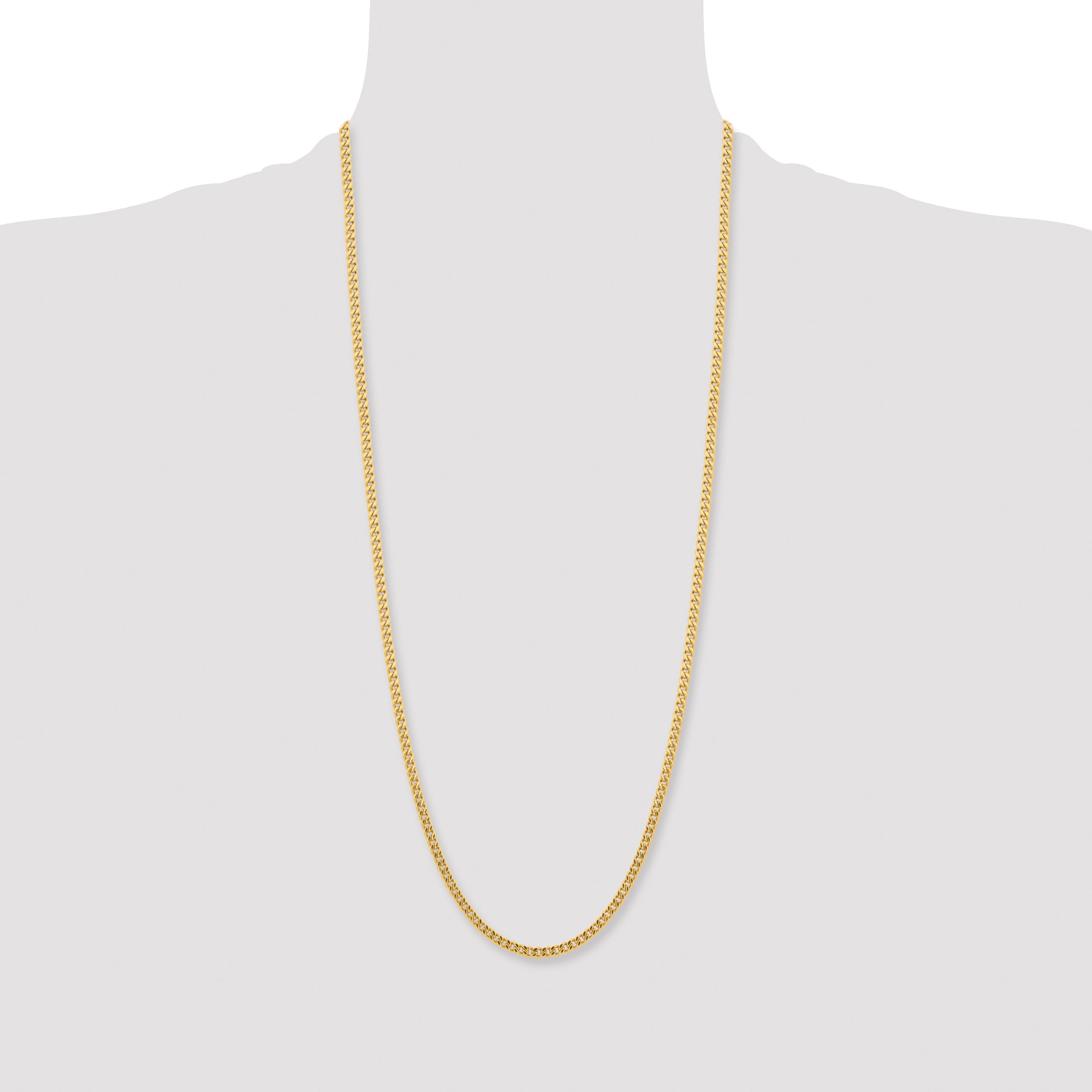 Stainless Steel Chisel Polished Yellow Ip-Plated 4mm 30 Inch Curb Chain Necklace