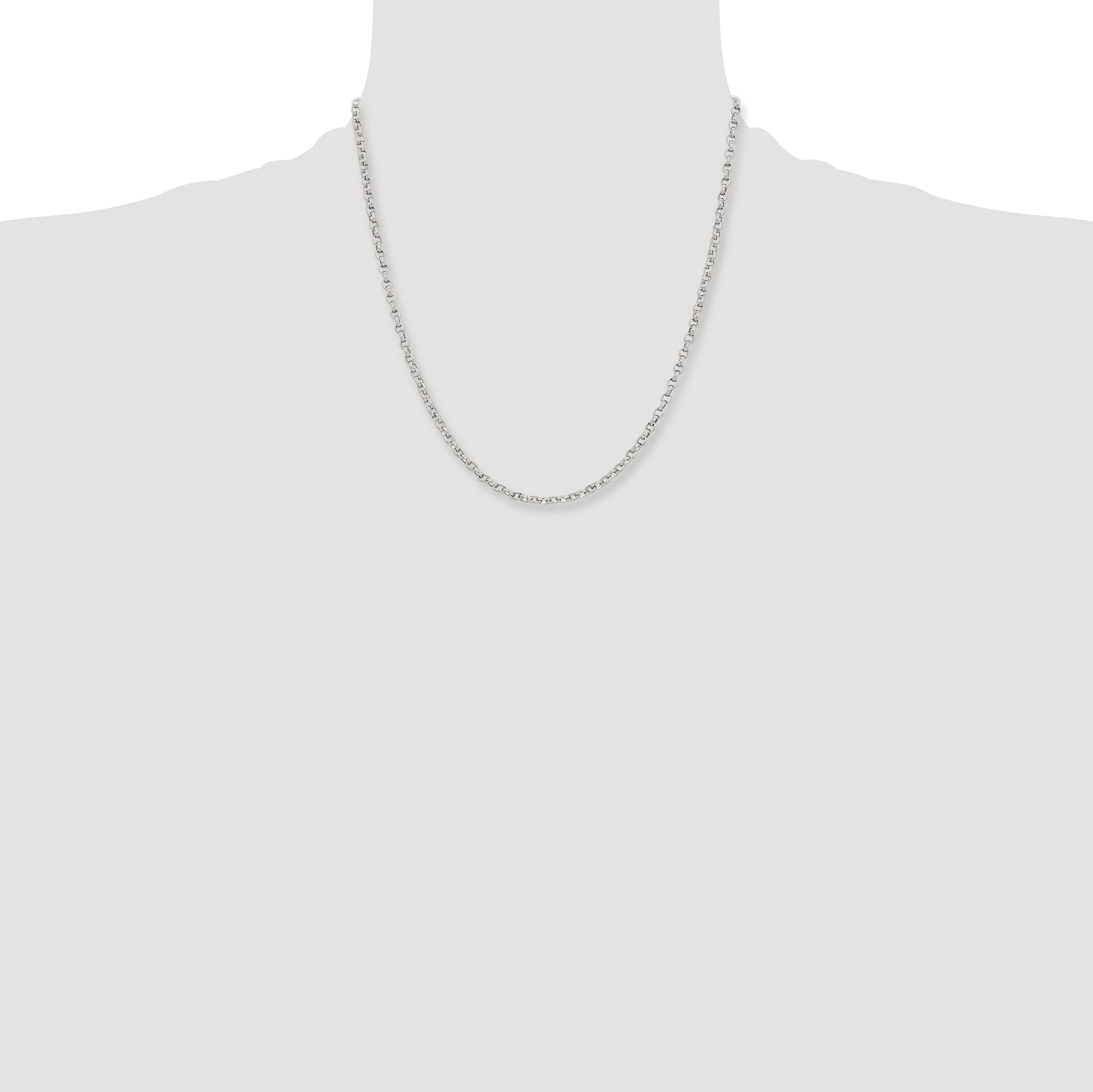 Stainless Steel Chisel Polished 3.2mm 20 Inch Cable Chain Necklace