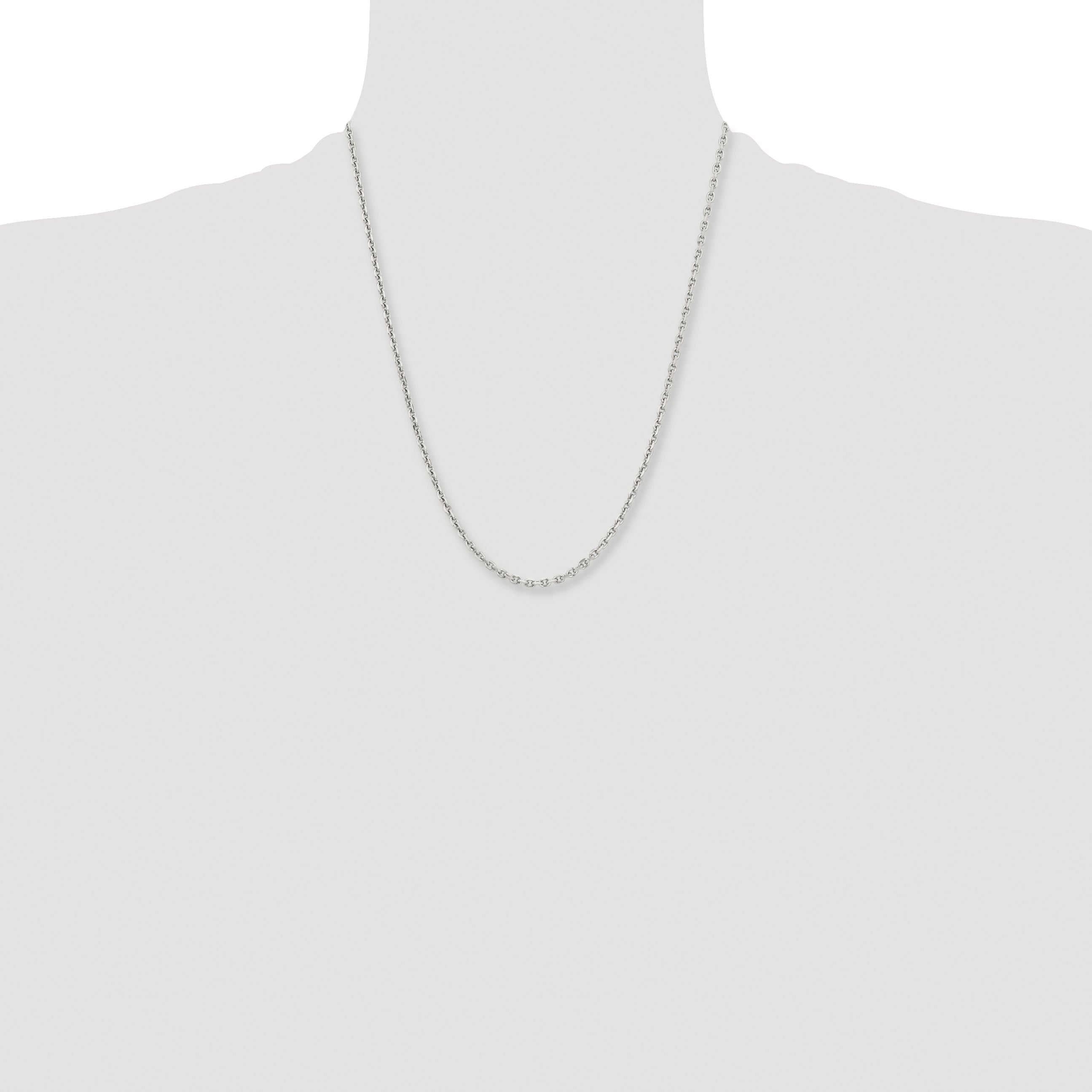 Stainless Steel Chisel Polished 3.4mm 22 Inch Cable Chain Necklace