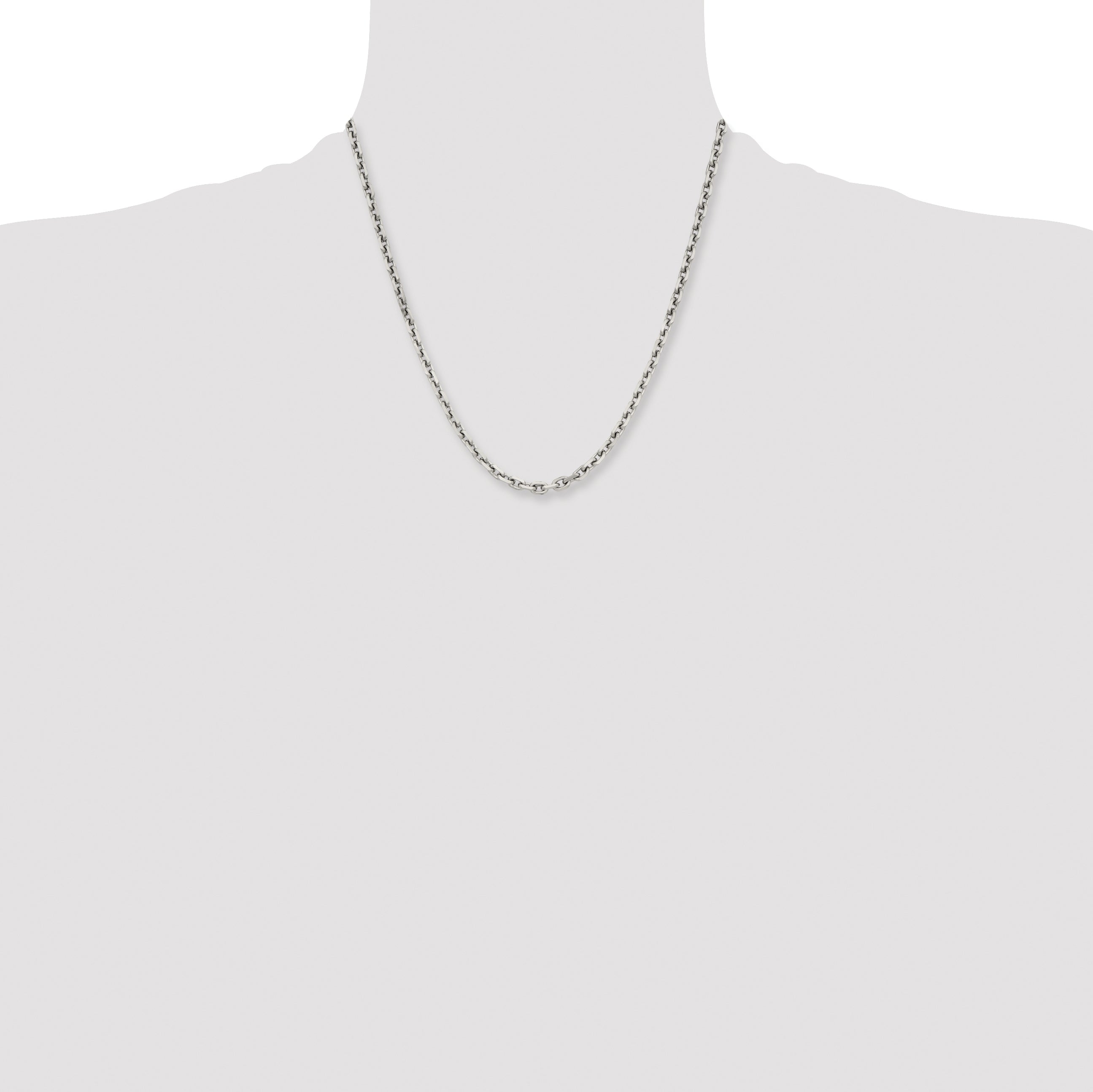 Stainless Steel Chisel Polished 5.3mm 20 Inch Cable Chain Necklace