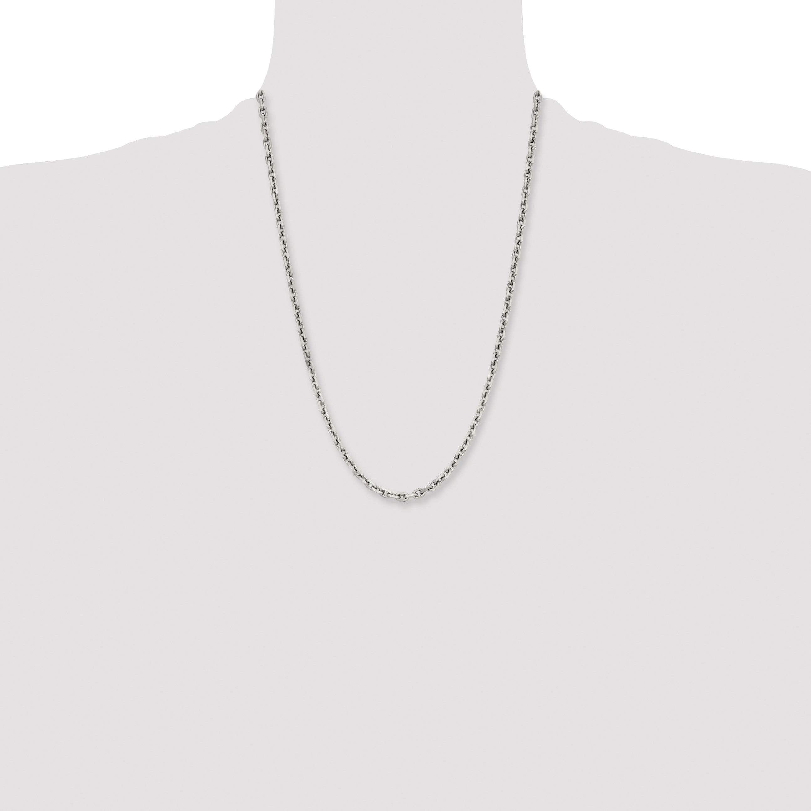 Stainless Steel Chisel Polished 5.3mm 24 Inch Cable Chain Necklace