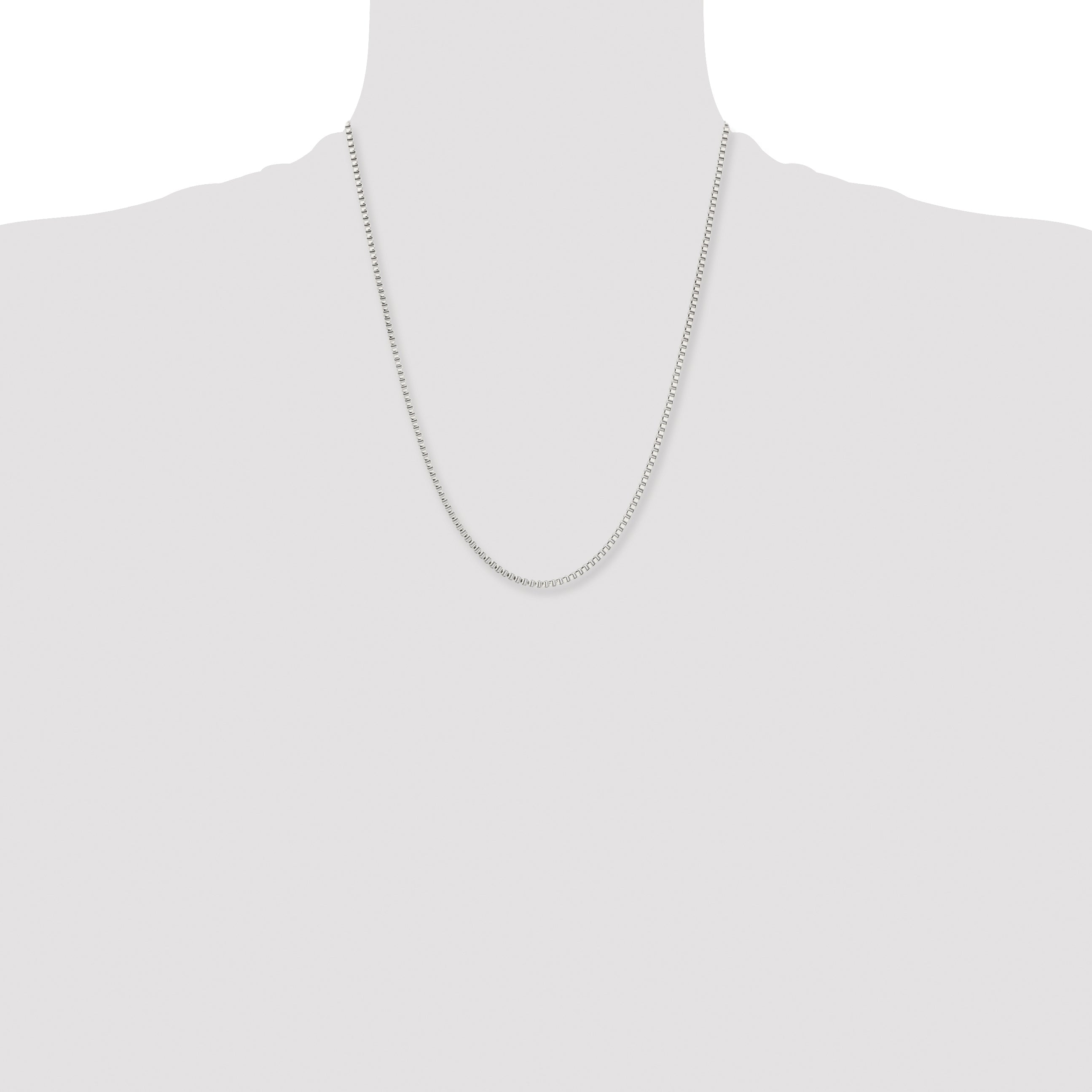 Stainless Steel Chisel Polished 2.4mm 22 Inch Box Chain Necklace