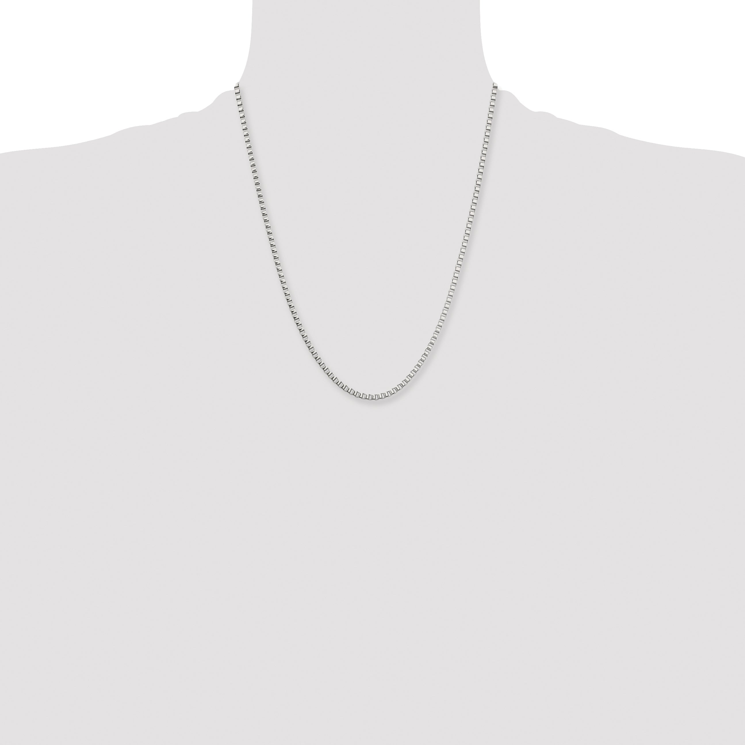 Stainless Steel Chisel Polished 3.2mm 22 Inch Box Chain Necklace