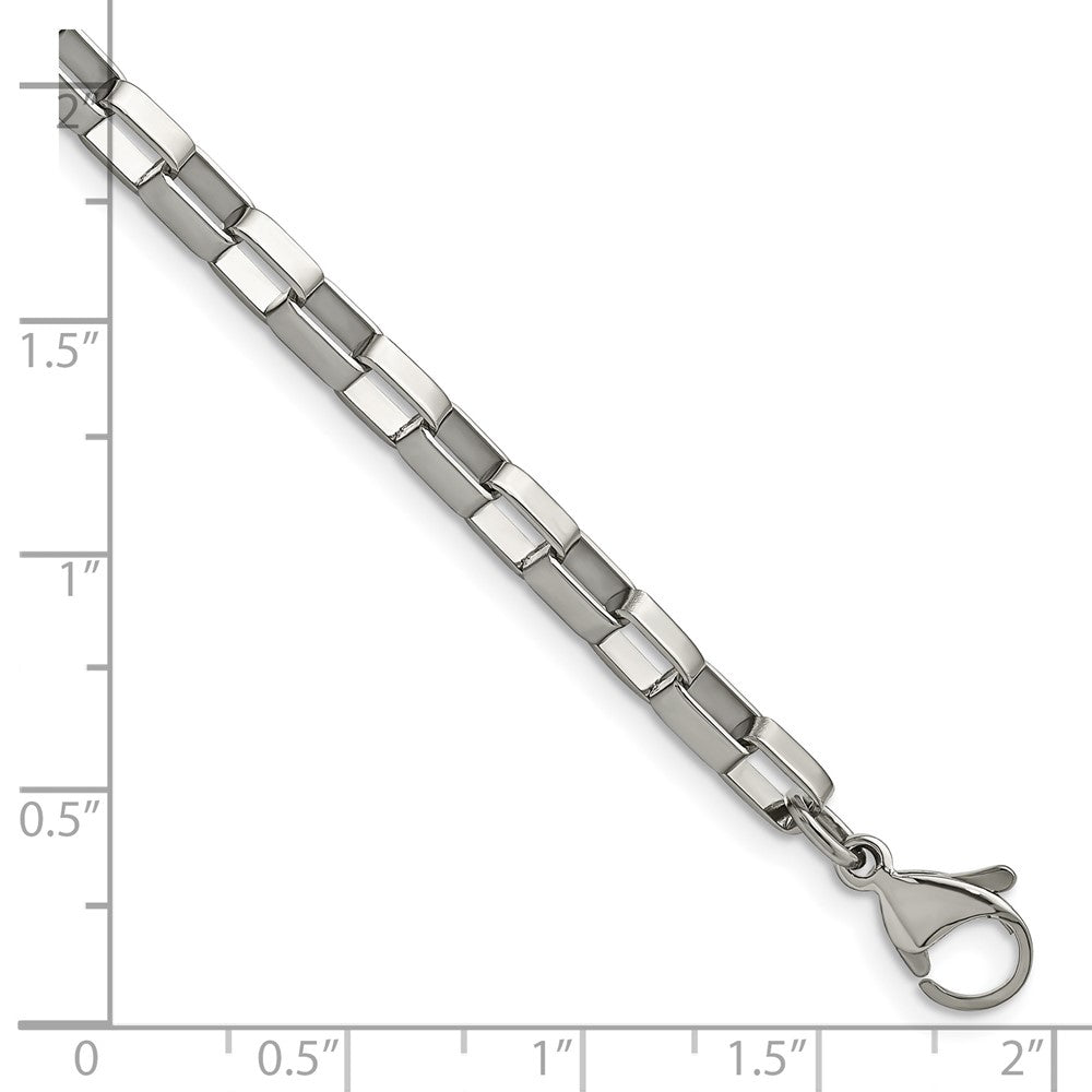Stainless Steel Chisel Polished 4.8mm 8 Inch Square Link Chain Bracelet