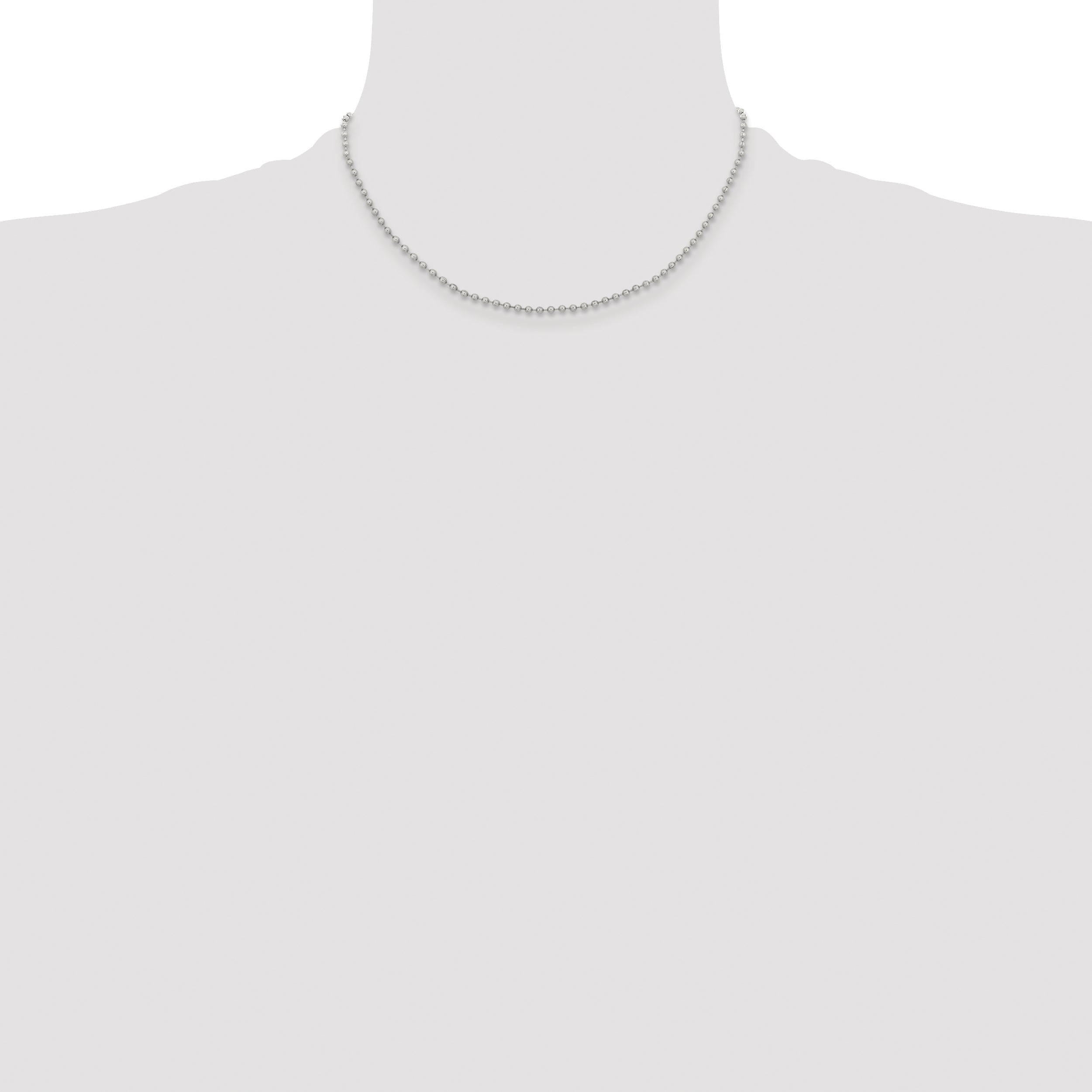 Stainless Steel Chisel Polished 2.4mm 16 Inch Ball Chain Necklace