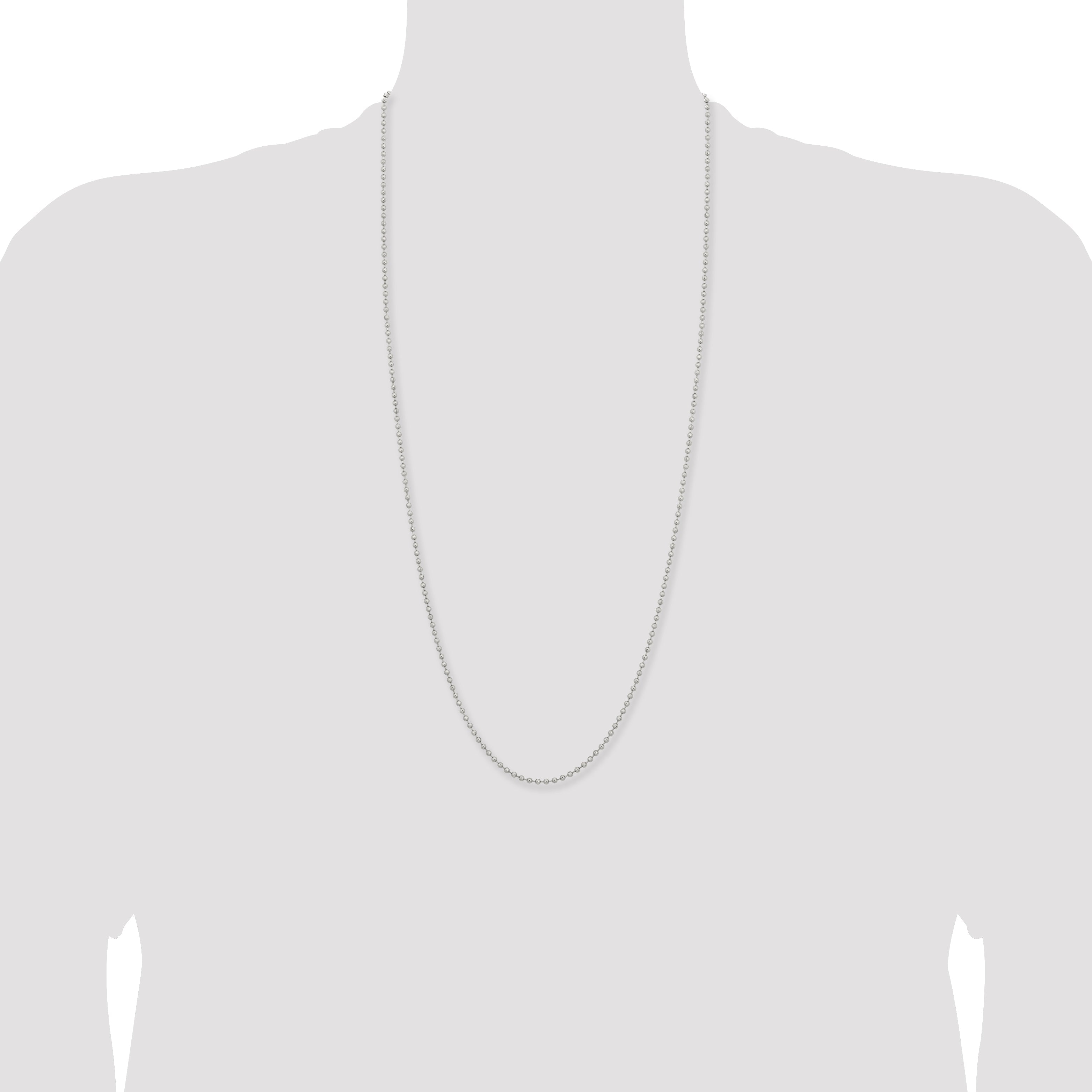 Stainless Steel Chisel Polished 2.4mm 30 Inch Ball Chain Necklace