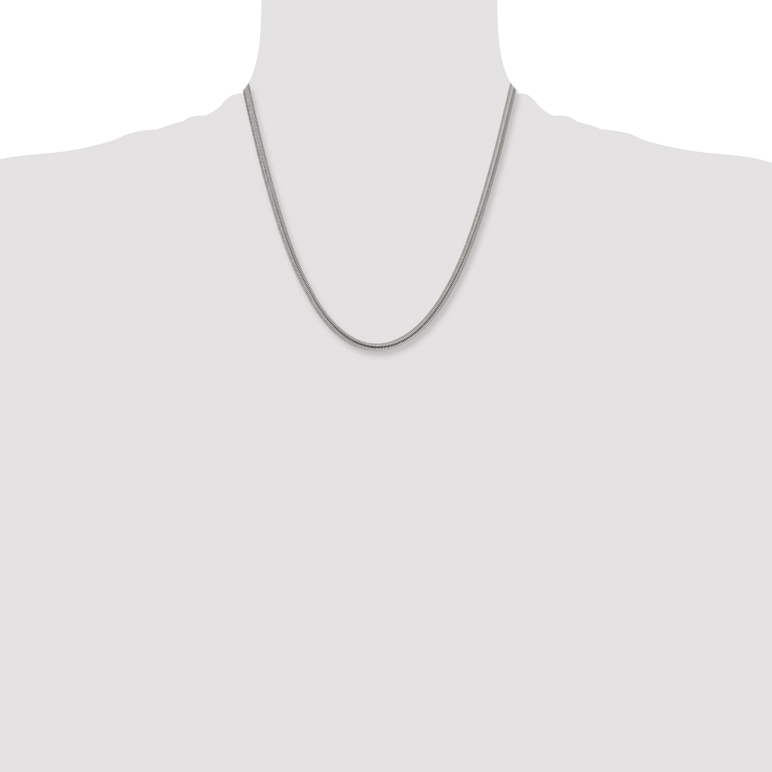 Stainless Steel Chisel Polished 4.2mm 20 Inch Flat Snake Chain Necklace