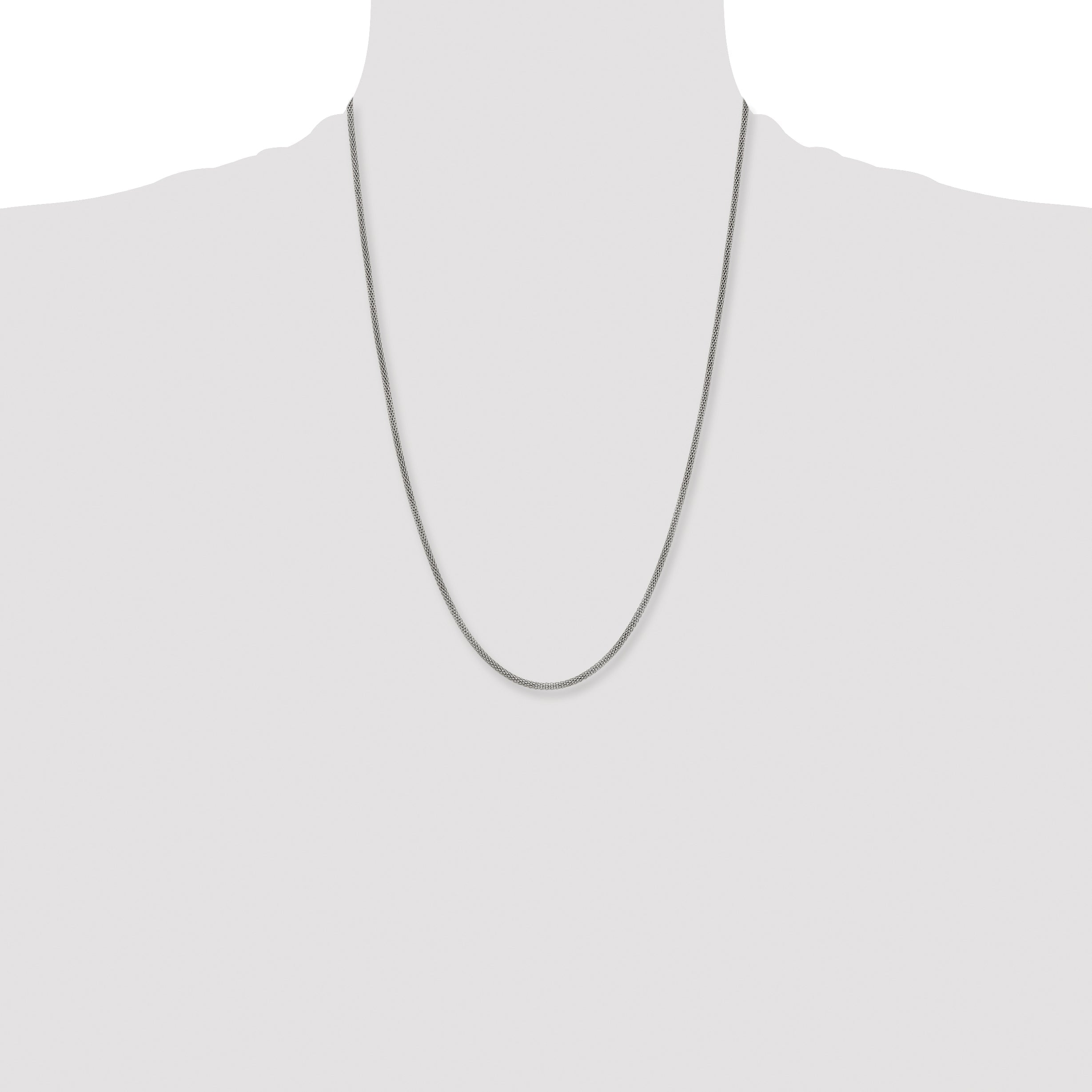 Stainless Steel Chisel Polished 2.5mm 24 Inch Bismark Chain Necklace