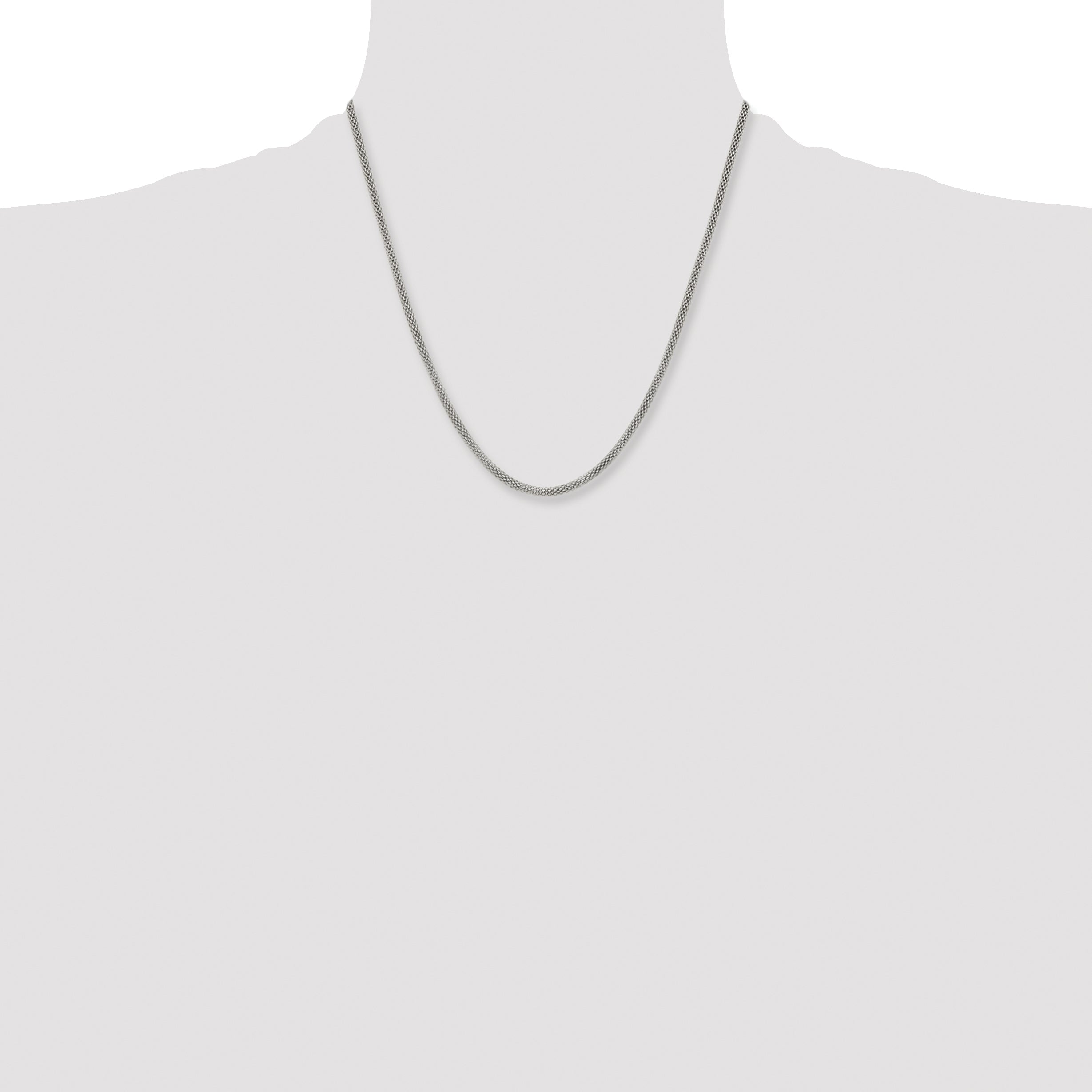 Stainless Steel Chisel Polished 3.2mm 20 Inch Bismark Chain Necklace