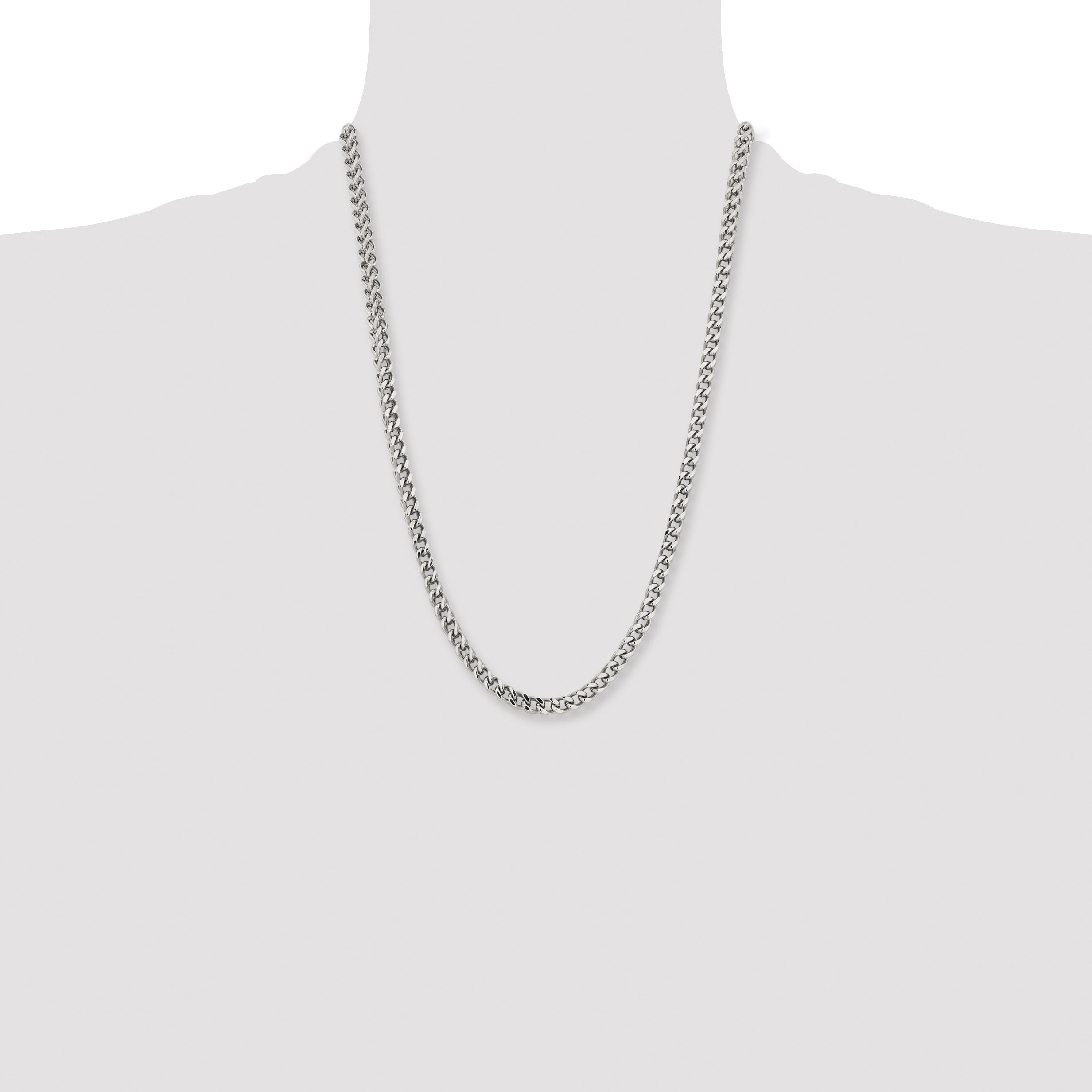 Stainless Steel Chisel Polished 5.5mm 24 Inch Franco Chain Necklace
