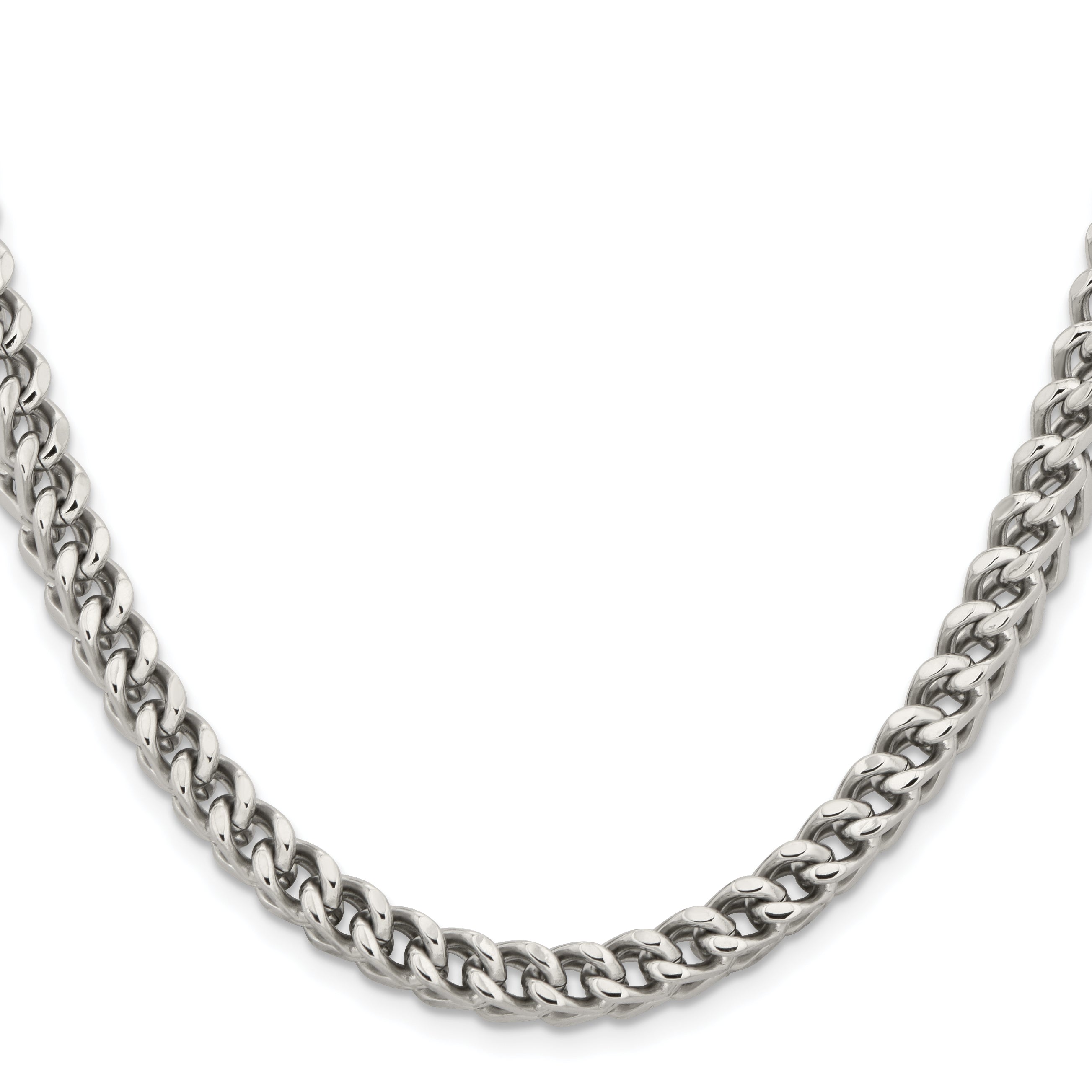 Stainless Steel Chisel Polished 6.75mm 22 Inch Franco Chain Necklace