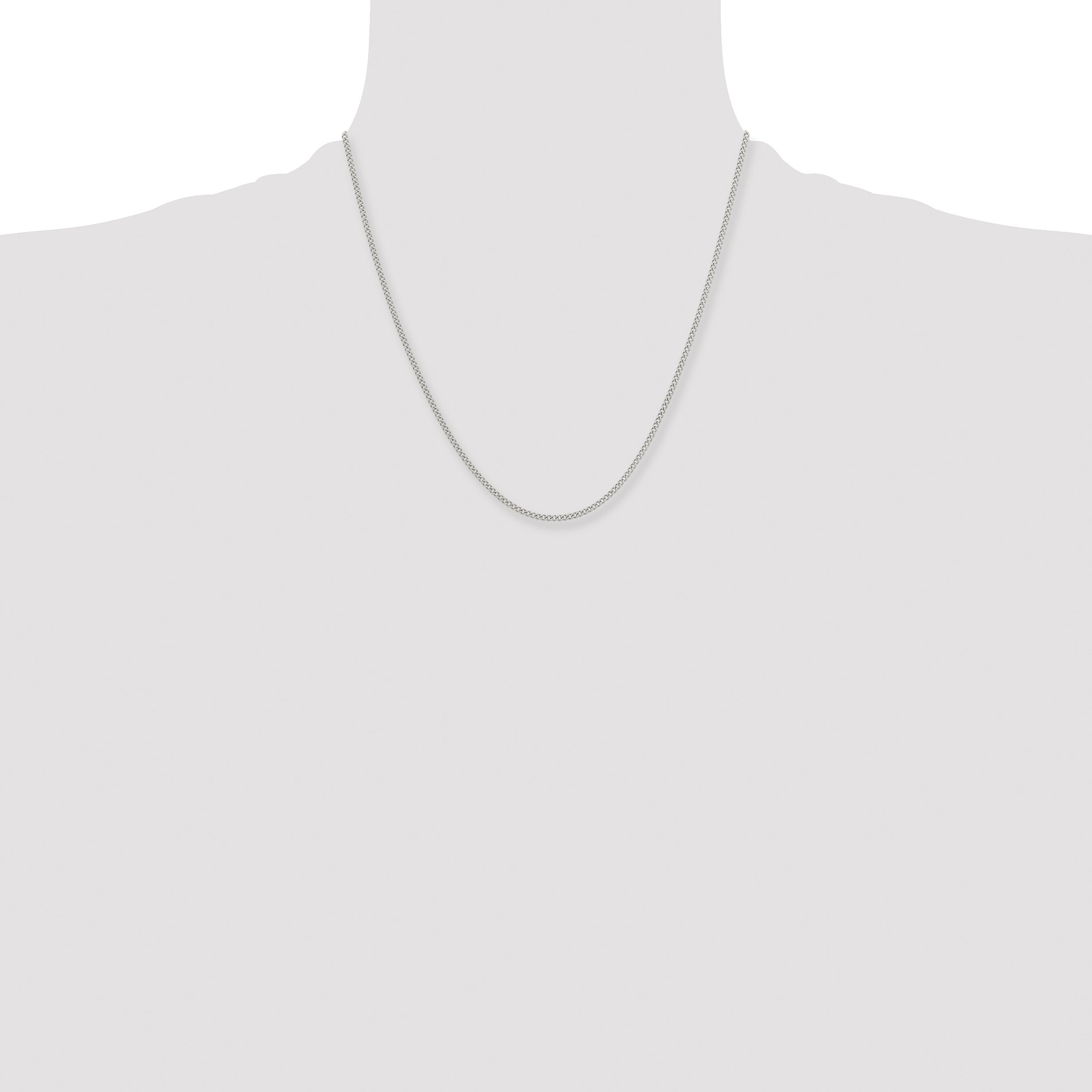 Stainless Steel Chisel Polished 2.25mm 20 Inch Round Curb Chain Necklace