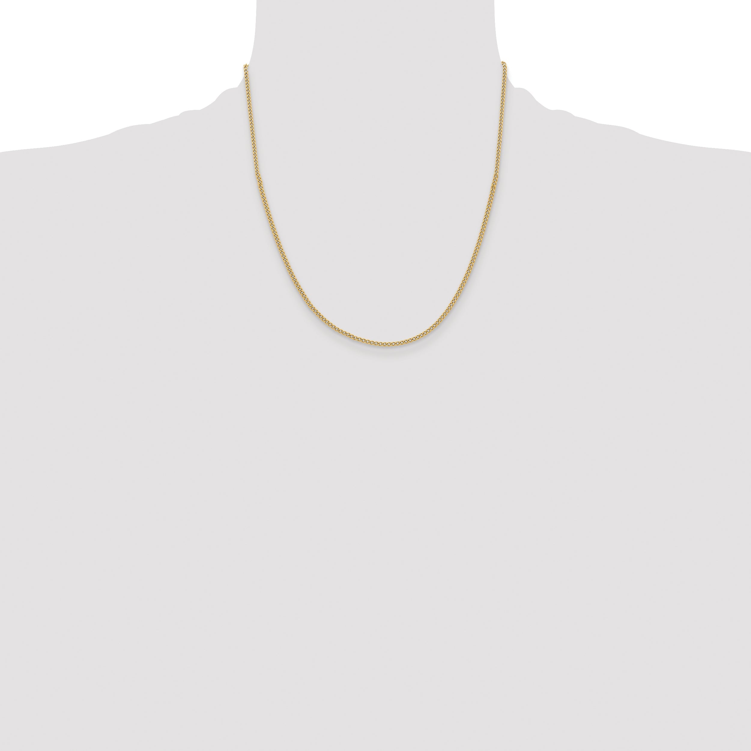 Stainless Steel Chisel Polished Yellow Ip-Plated 2.25mm 20 Inch Round Curb Chain Necklace