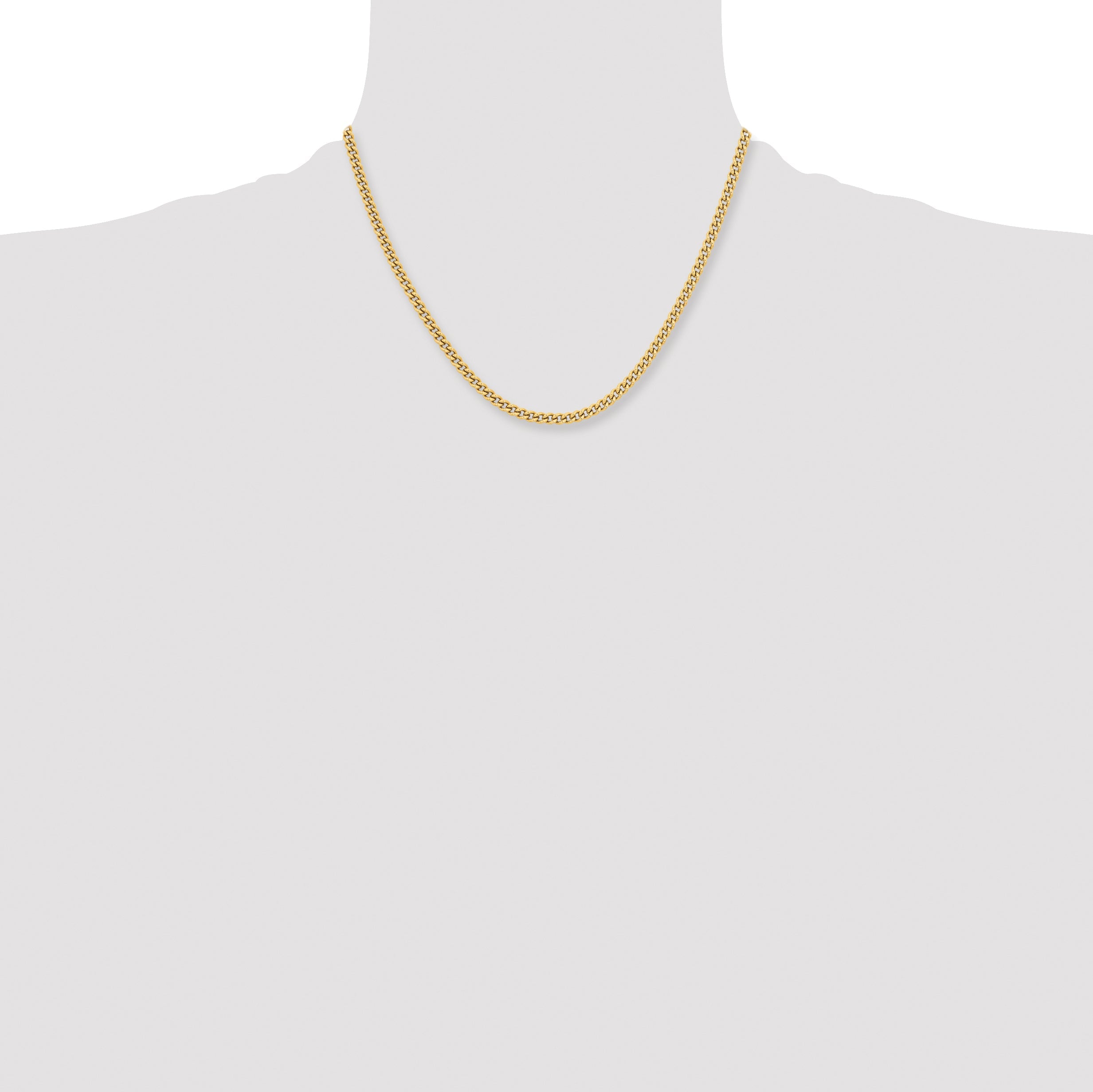 Stainless Steel Chisel Polished Yellow Ip-Plated 4mm 18 Inch Round Curb Chain Necklace