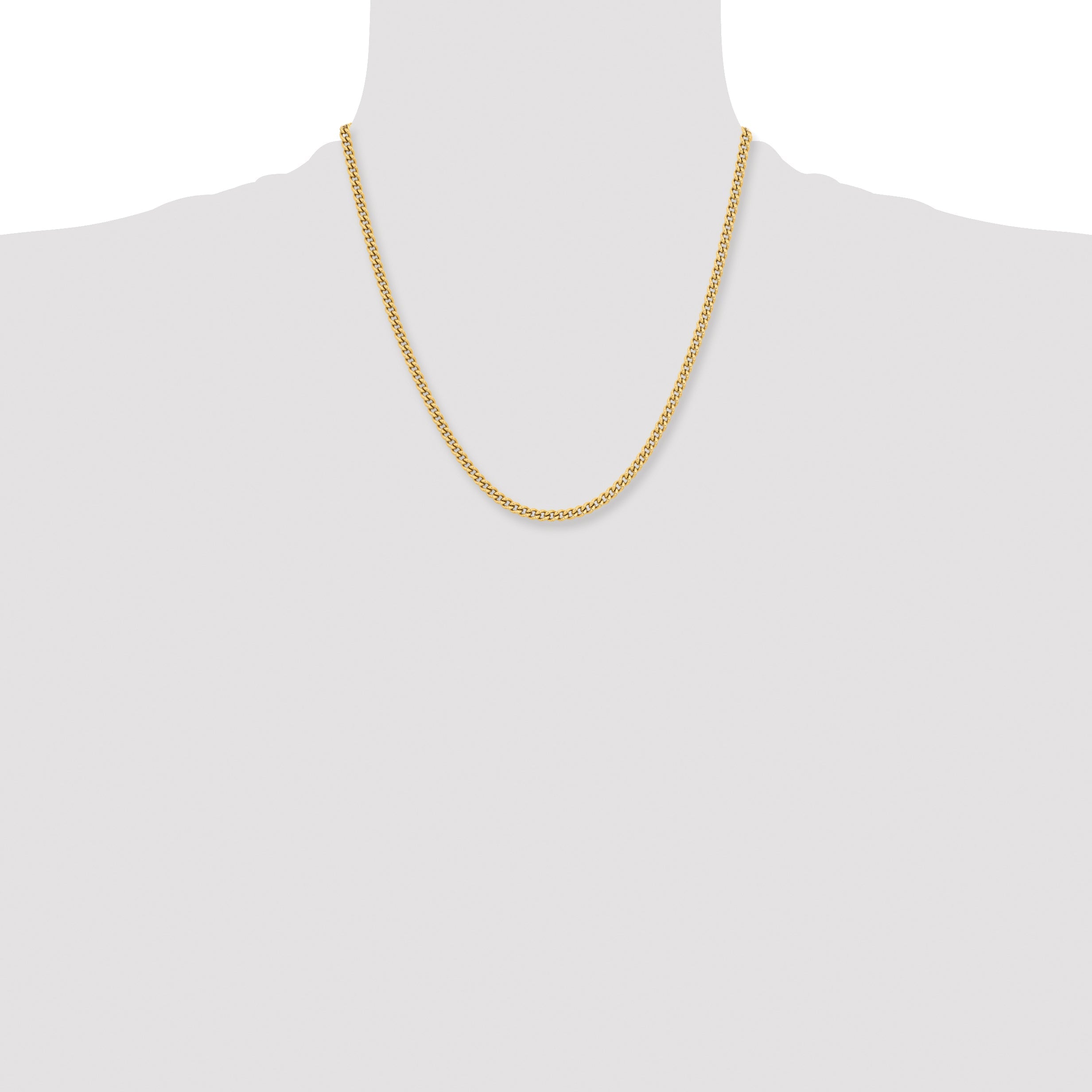 Stainless Steel Chisel Polished Yellow Ip-Plated 4mm 20 Inch Round Curb Chain Necklace