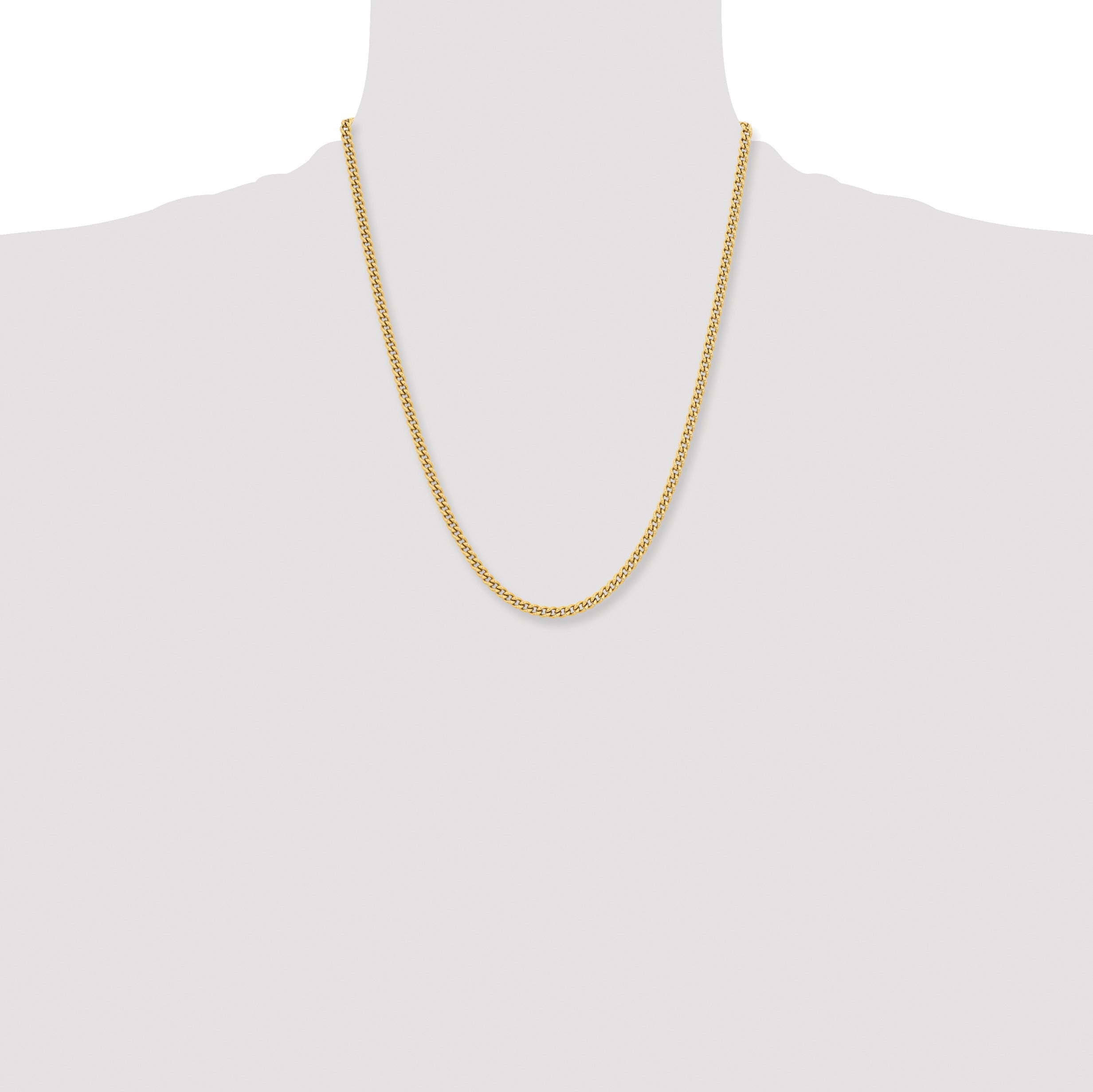 Stainless Steel Chisel Polished Yellow Ip-Plated 4mm 22 Inch Round Curb Chain Necklace