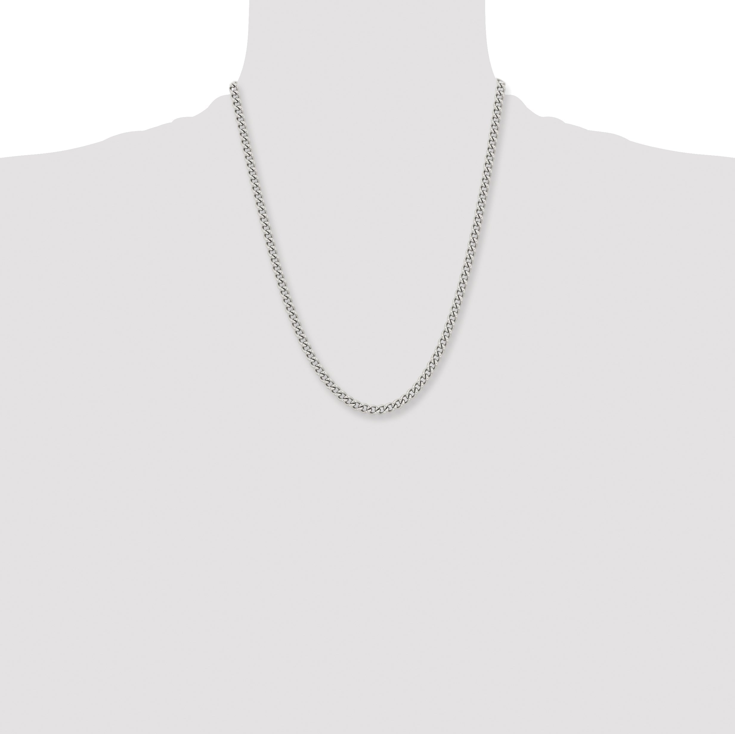 Stainless Steel Chisel Polished 5.3mm 22 Inch Round Curb Chain Necklace