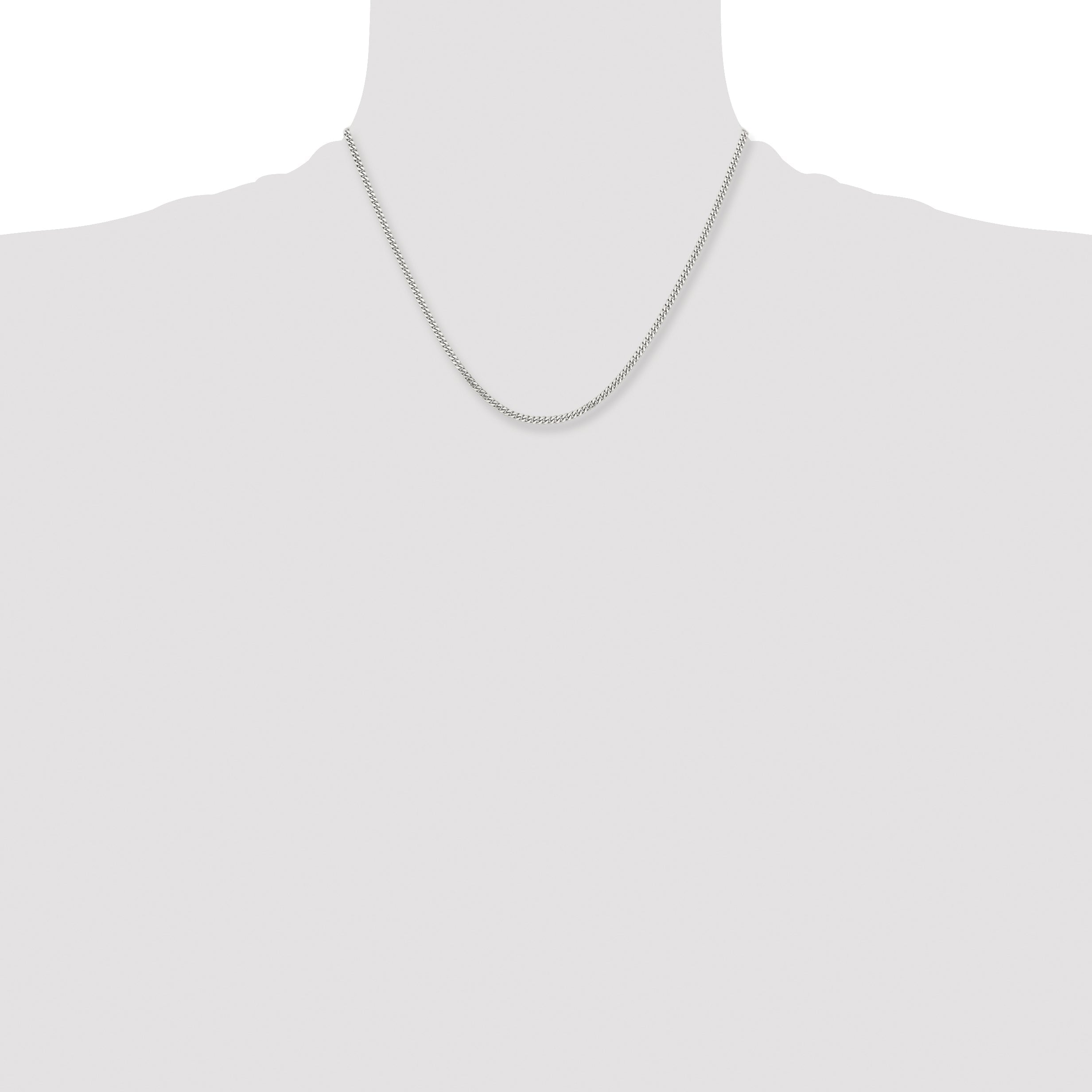 Stainless Steel Chisel Polished 3mm 18 Inch Curb Chain Necklace